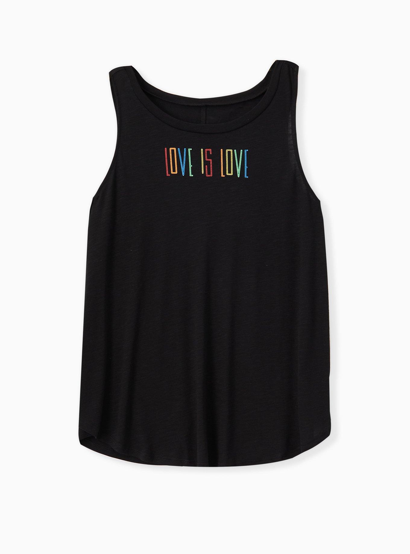 Plus Size Celebrate Love Is Love Black Slub Tank, , hi-res
