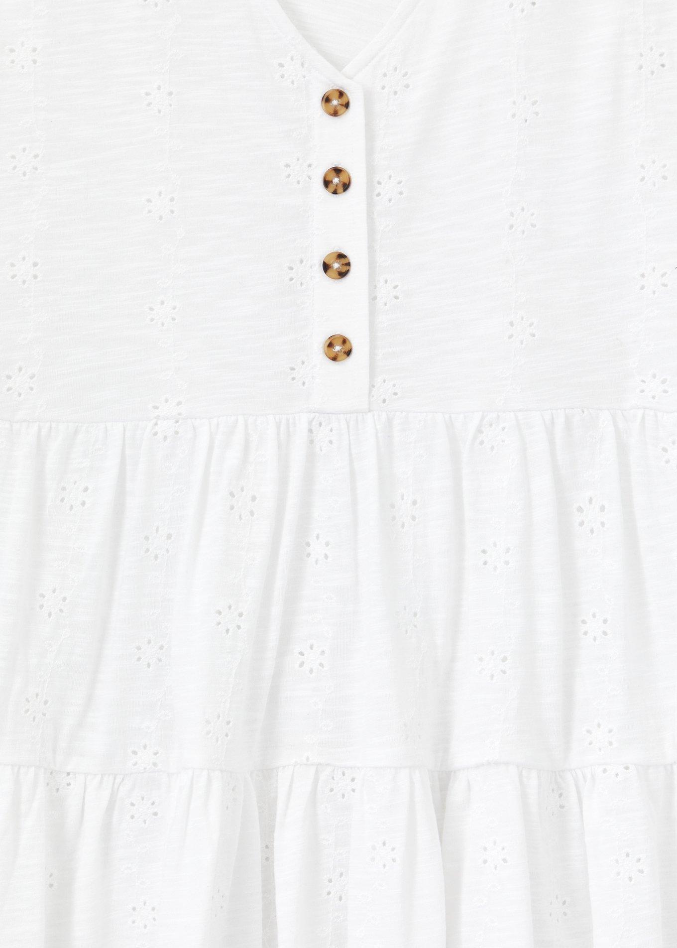 Plus Size Eyelet Shirred Hem Babydoll Tank, BRIGHT WHITE, alternate