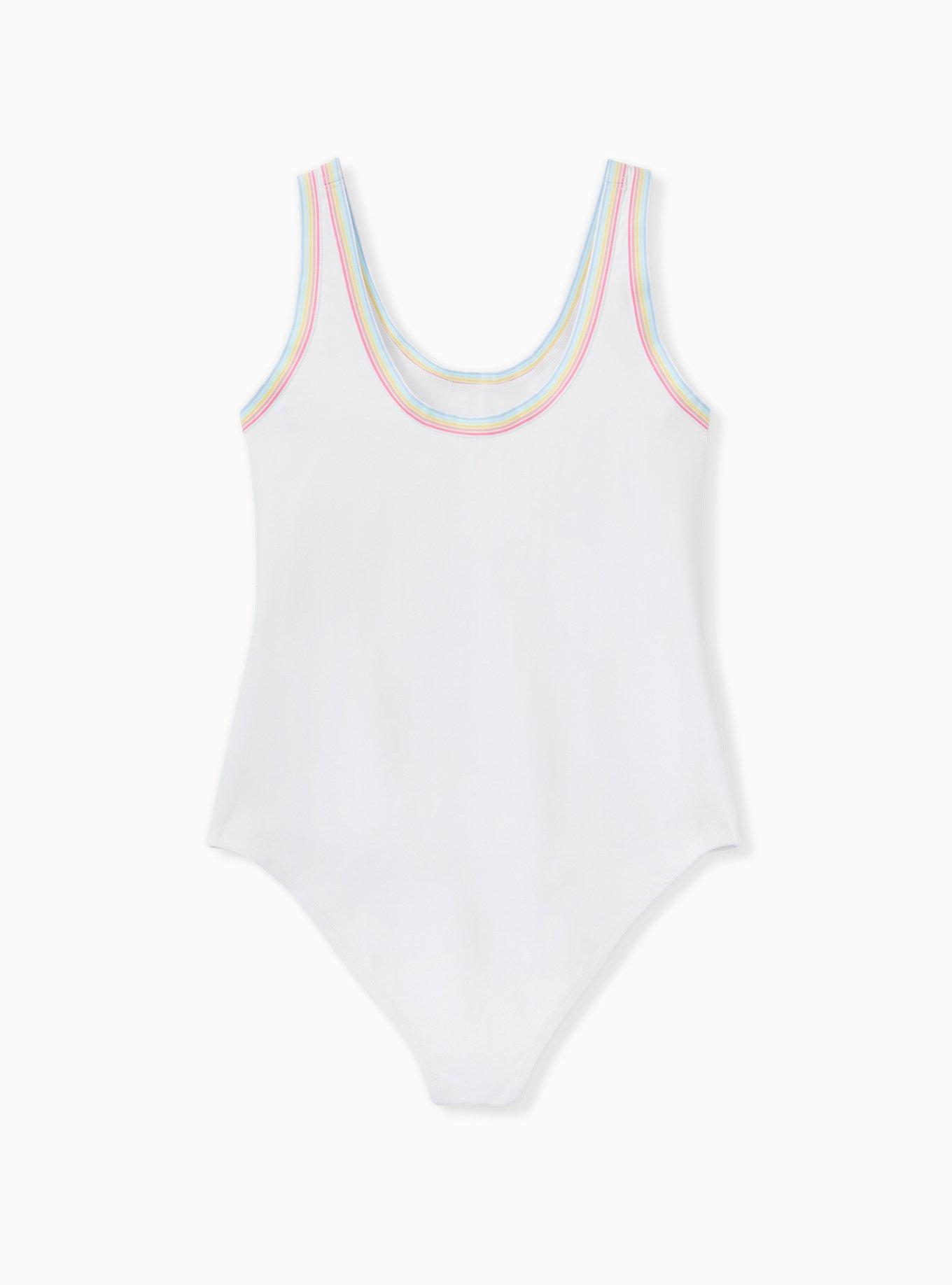 Plus Size Foxy Scoop Neck Ribbed Ringer Bodysuit, BRIGHT WHITE, alternate