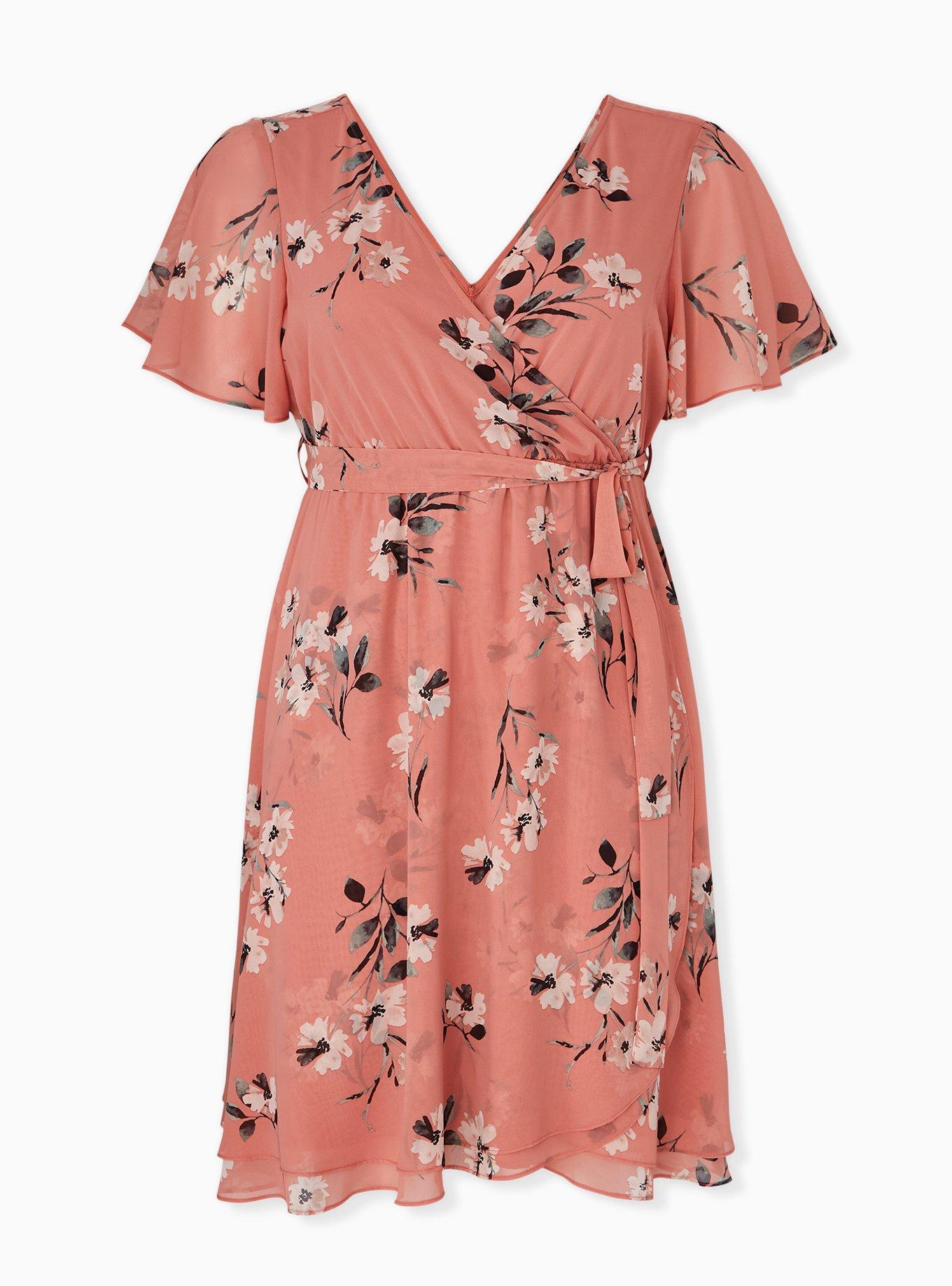 Plus Size - Midi Chiffon Wrap Dress