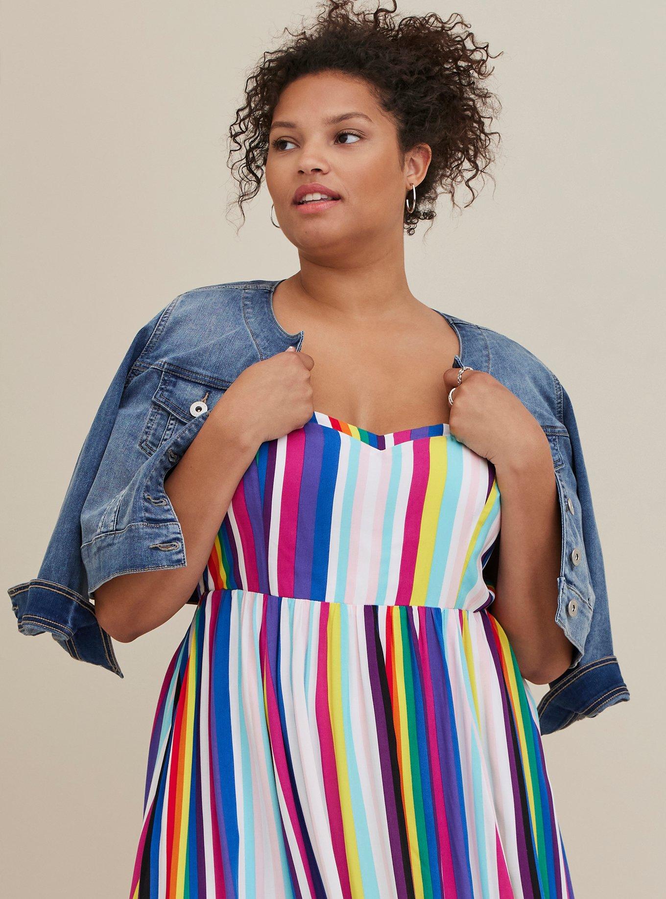 torrid striped skater dress Torrid Pastel Spring Easter Striped Mini Tie Front Poplin Skater Dress  Large (0)
