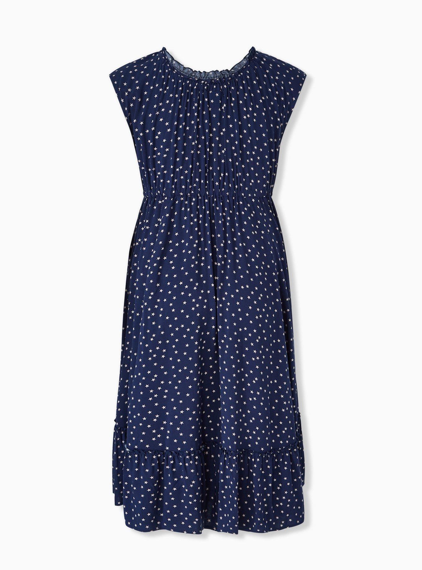 Midi Challis Drawstring Dress, NAVY STAR, alternate
