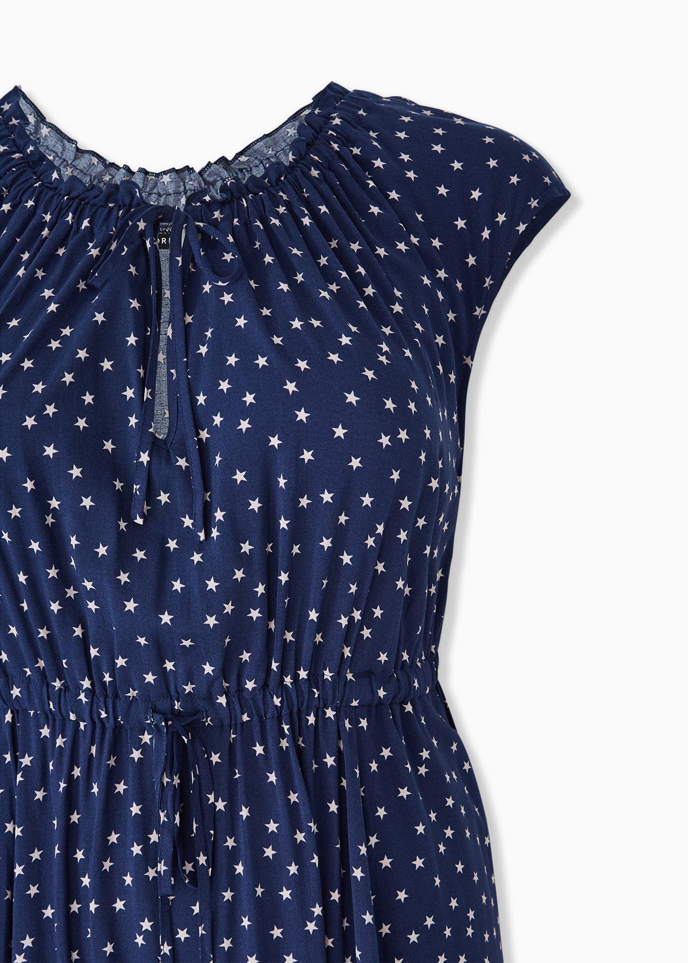 Midi Challis Drawstring Dress, NAVY STAR, alternate