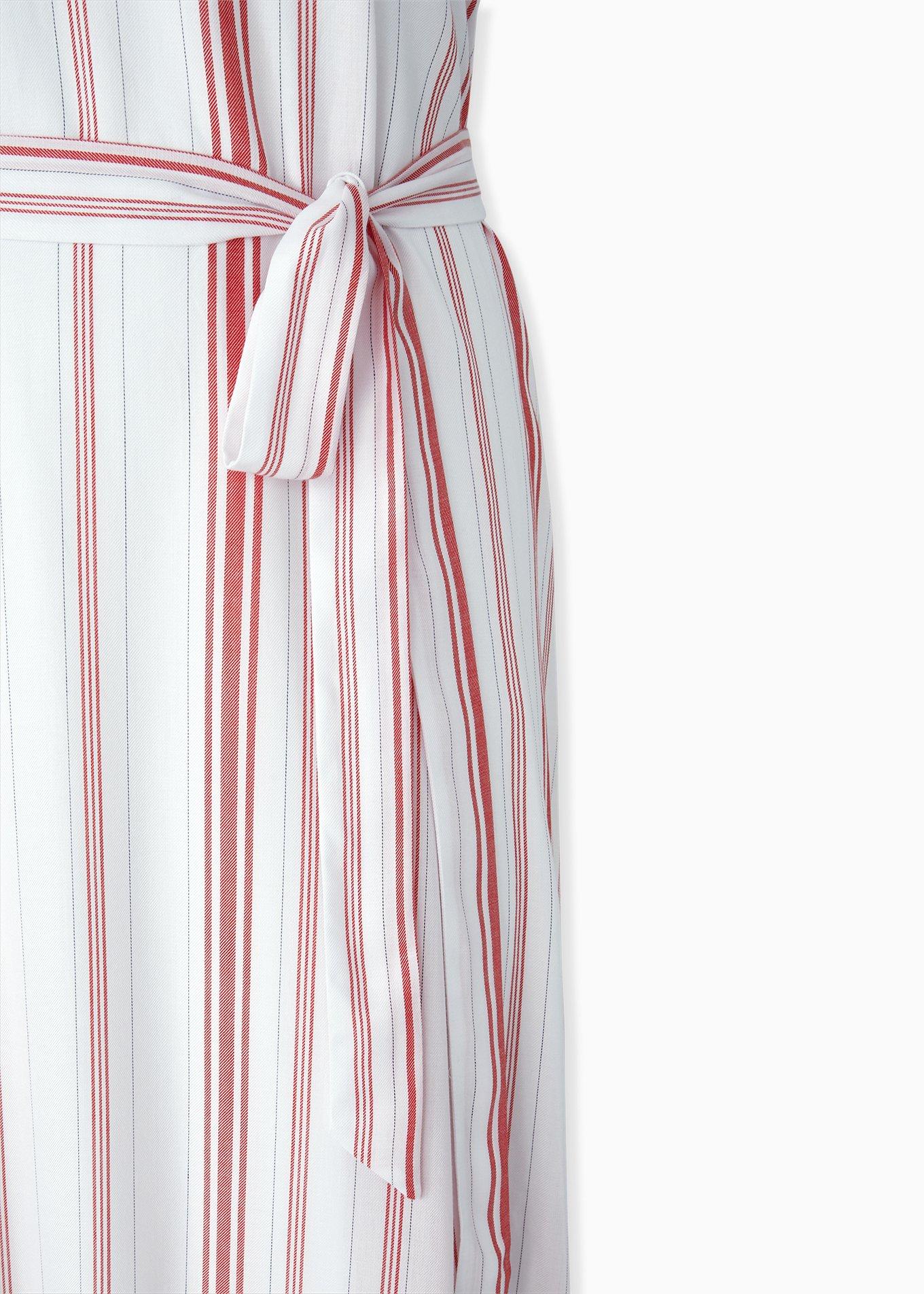 Plus Size - Red & White Stripe Shirred Hem Maxi Dress - Torrid