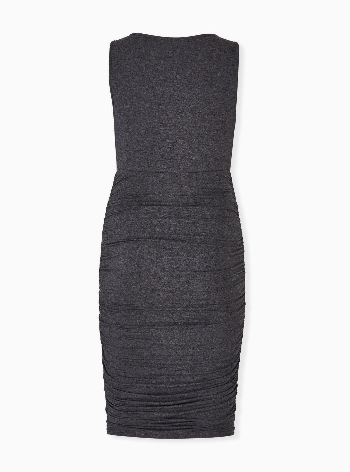 Mid Super Soft Ruched Bodycon Dress, HEATHER GREY, alternate
