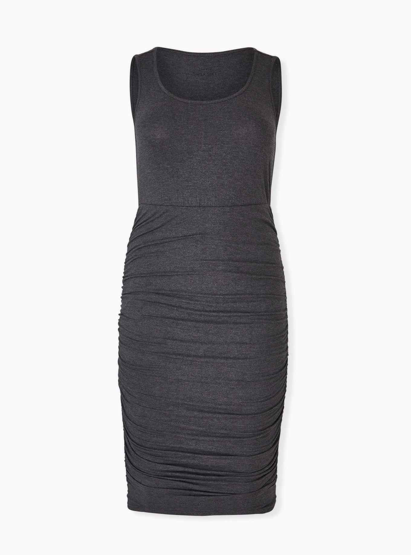 Mid Super Soft Ruched Bodycon Dress, HEATHER GREY, hi-res