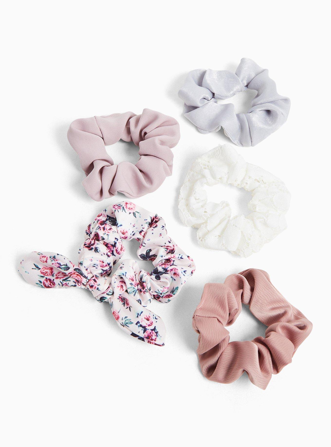White Floral Bow Hair Tie Pack - Pack of 5, , hi-res