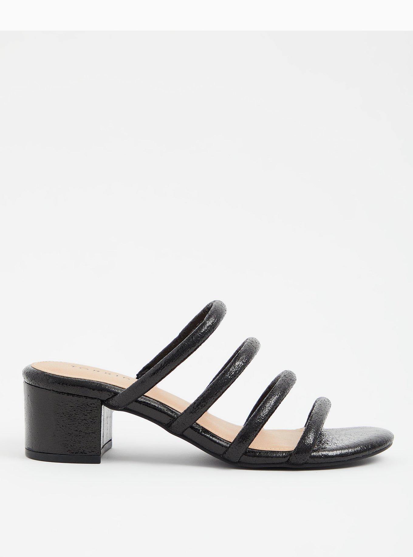 Black Faux Leather Tube Strap Mule Sandal (WW), , alternate