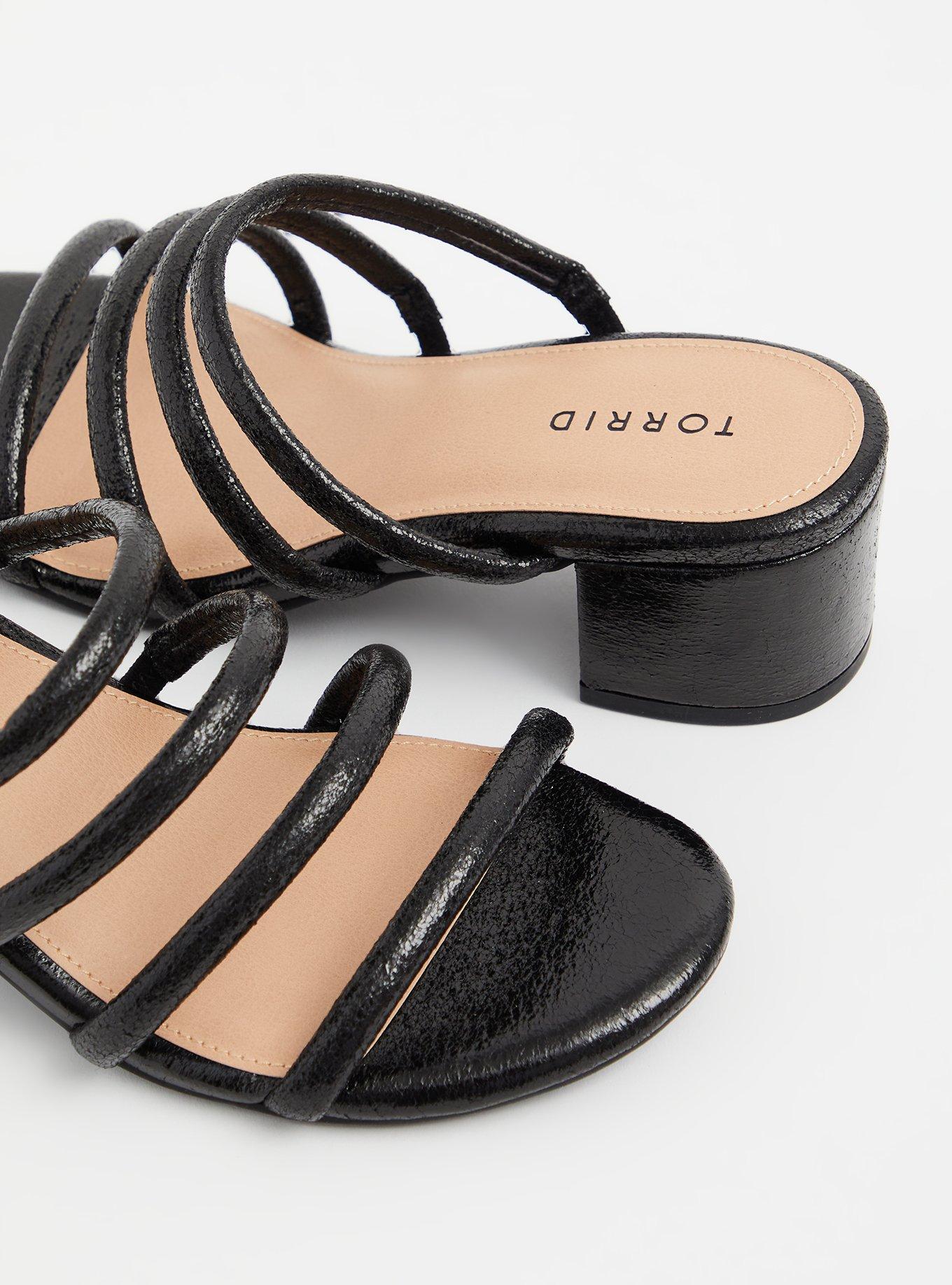 Black Faux Leather Tube Strap Mule Sandal (WW), , alternate