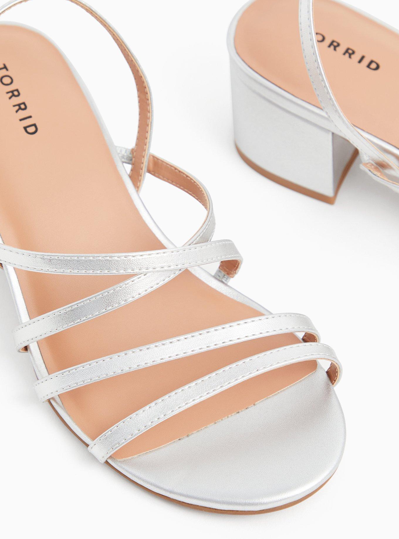Strappy Block Heel Sandal (WW), SILVER, hi-res