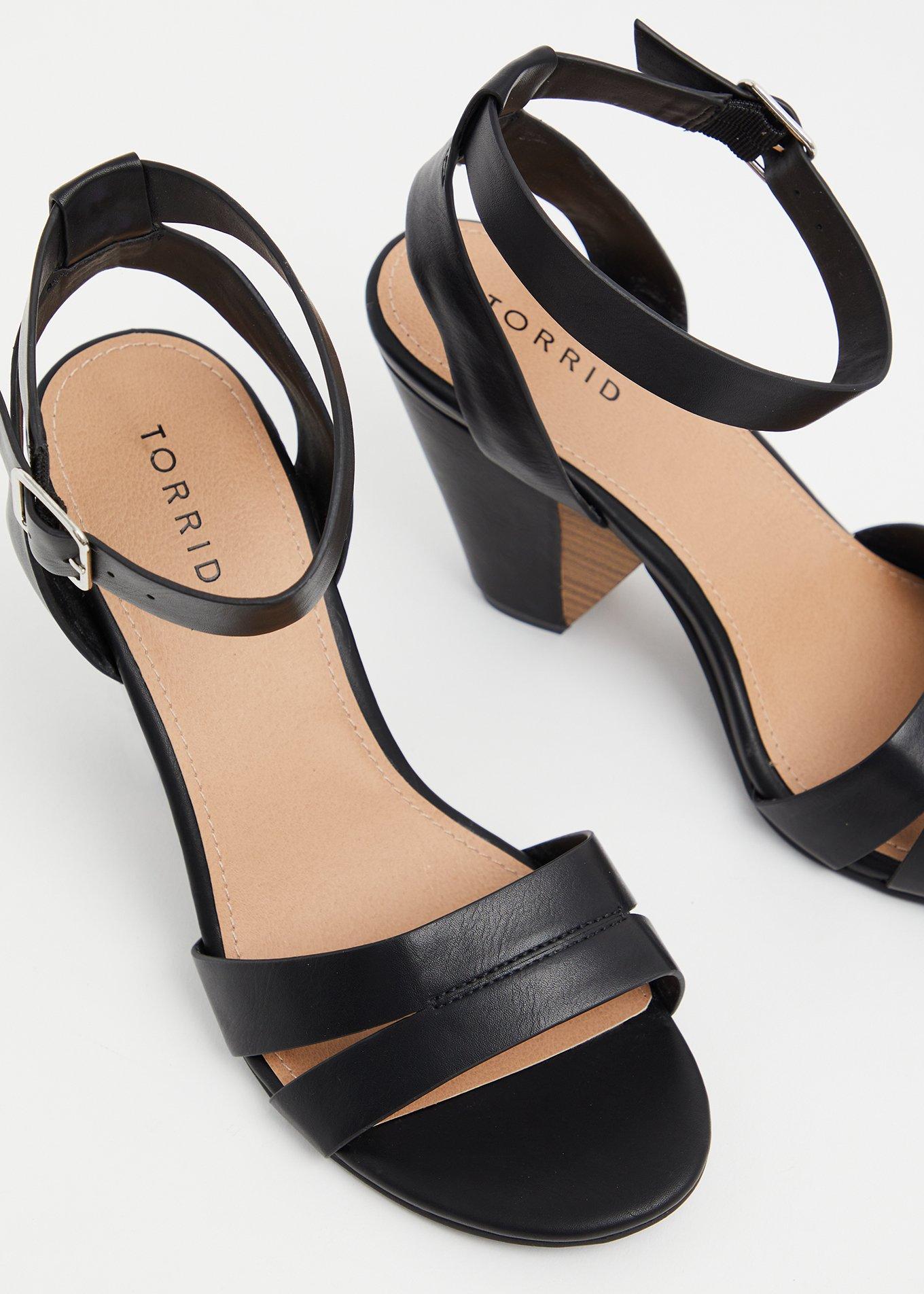 Plus Size Ankle Strap Cone Heel Sandal (WW), BLACK, alternate