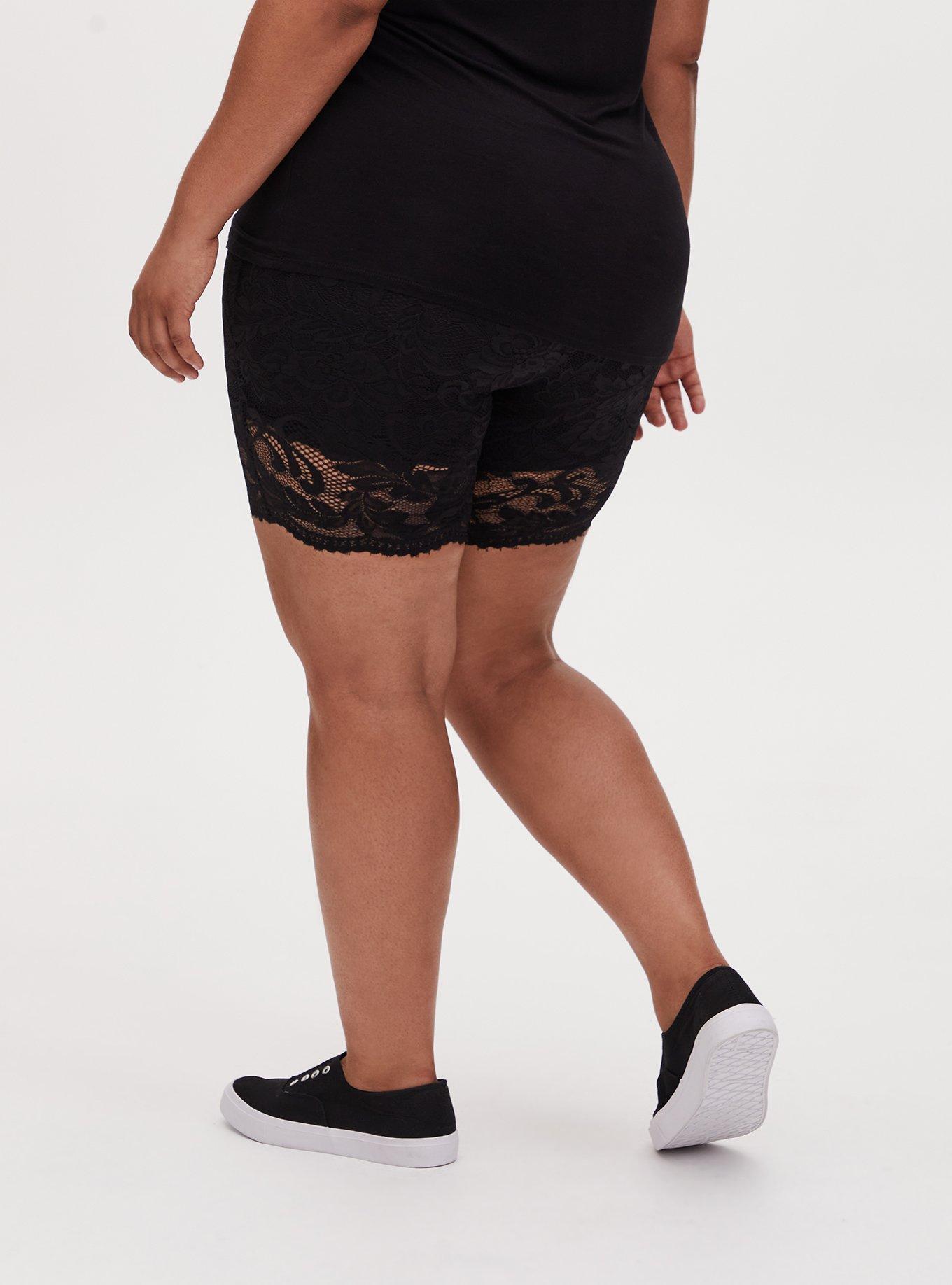 NWT TORRID (1X 14-16) BLACK LACE-UP SIDES MATERNITY BIKE SHORT STRETCH  WAIST