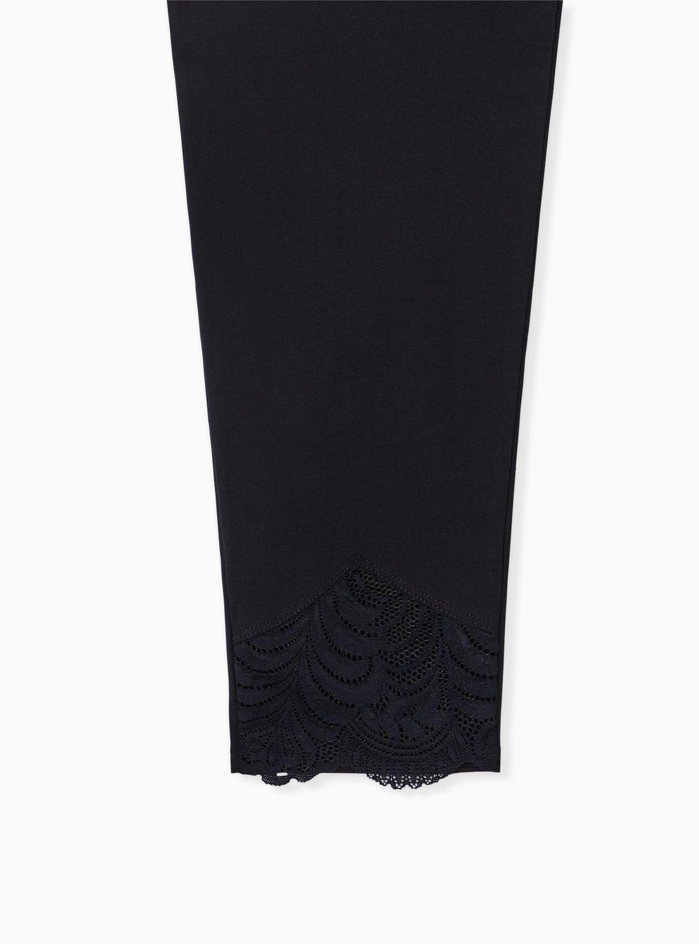 Plus Size Crop Premium Legging - Scalloped Hem Black, BLACK, alternate