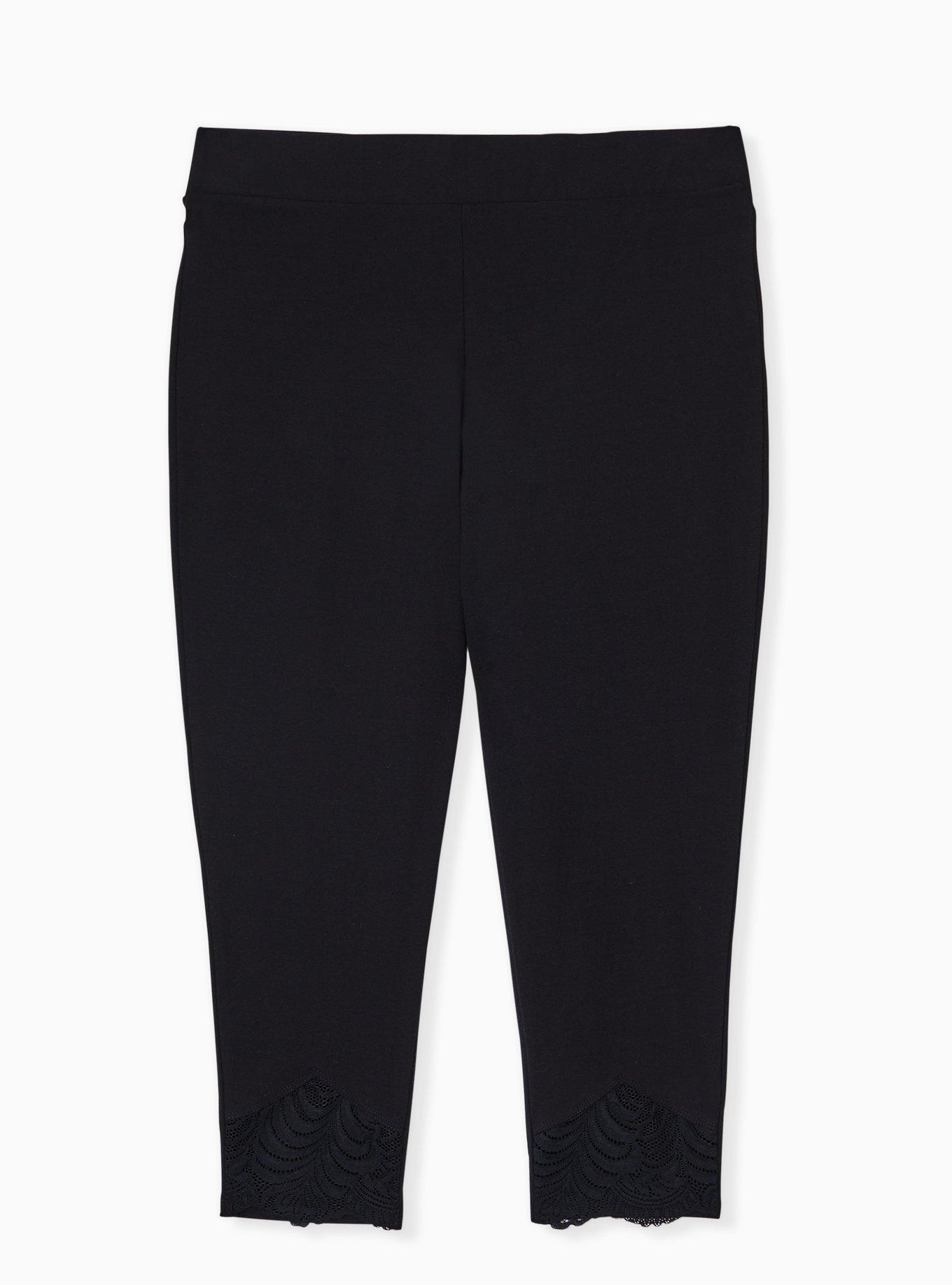 Plus Size Crop Premium Legging - Scalloped Hem Black, BLACK, alternate