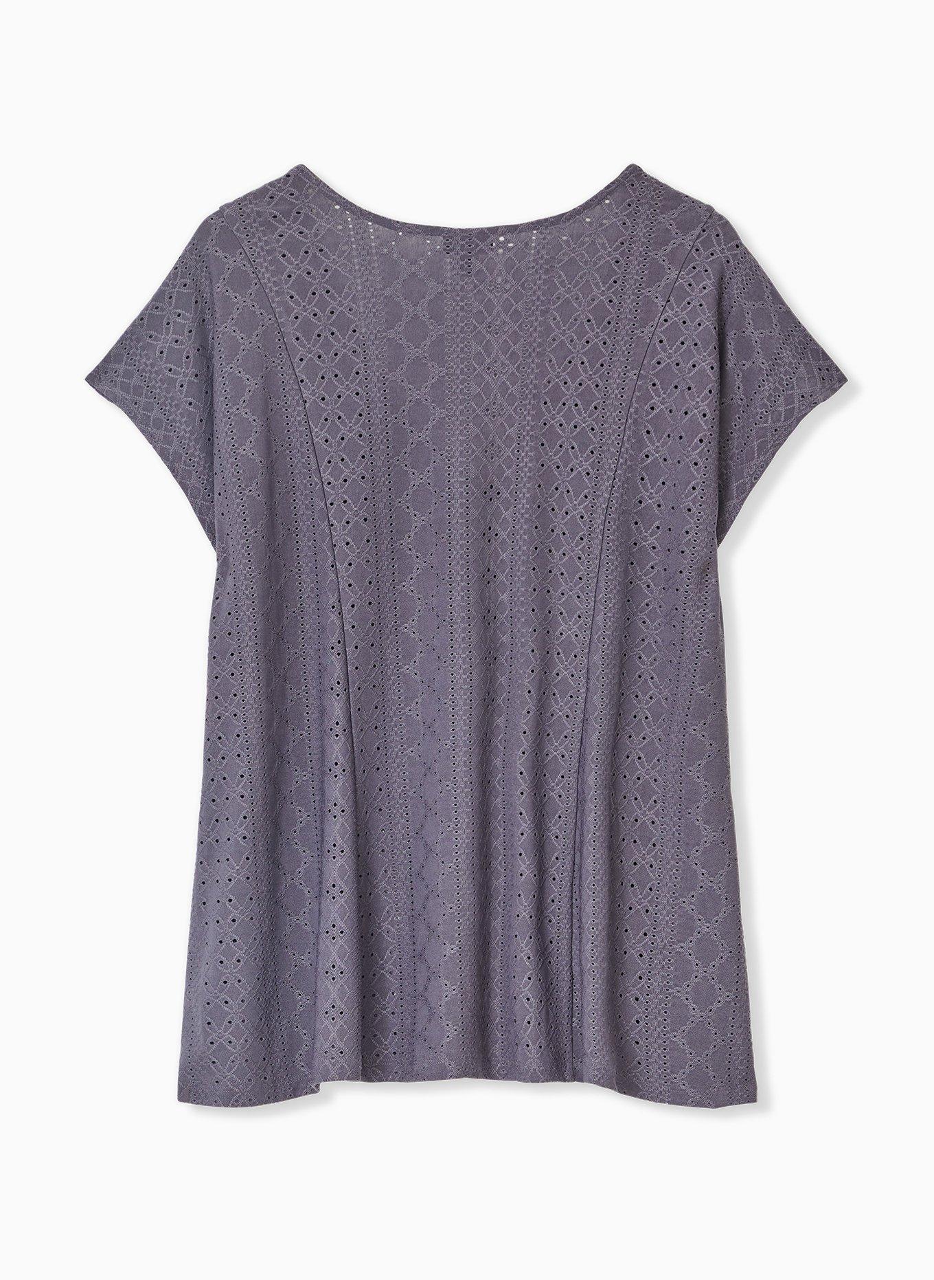 Plus Size Eyelet V-Neck Fit And Flare Midi Top, NINE IRON, alternate