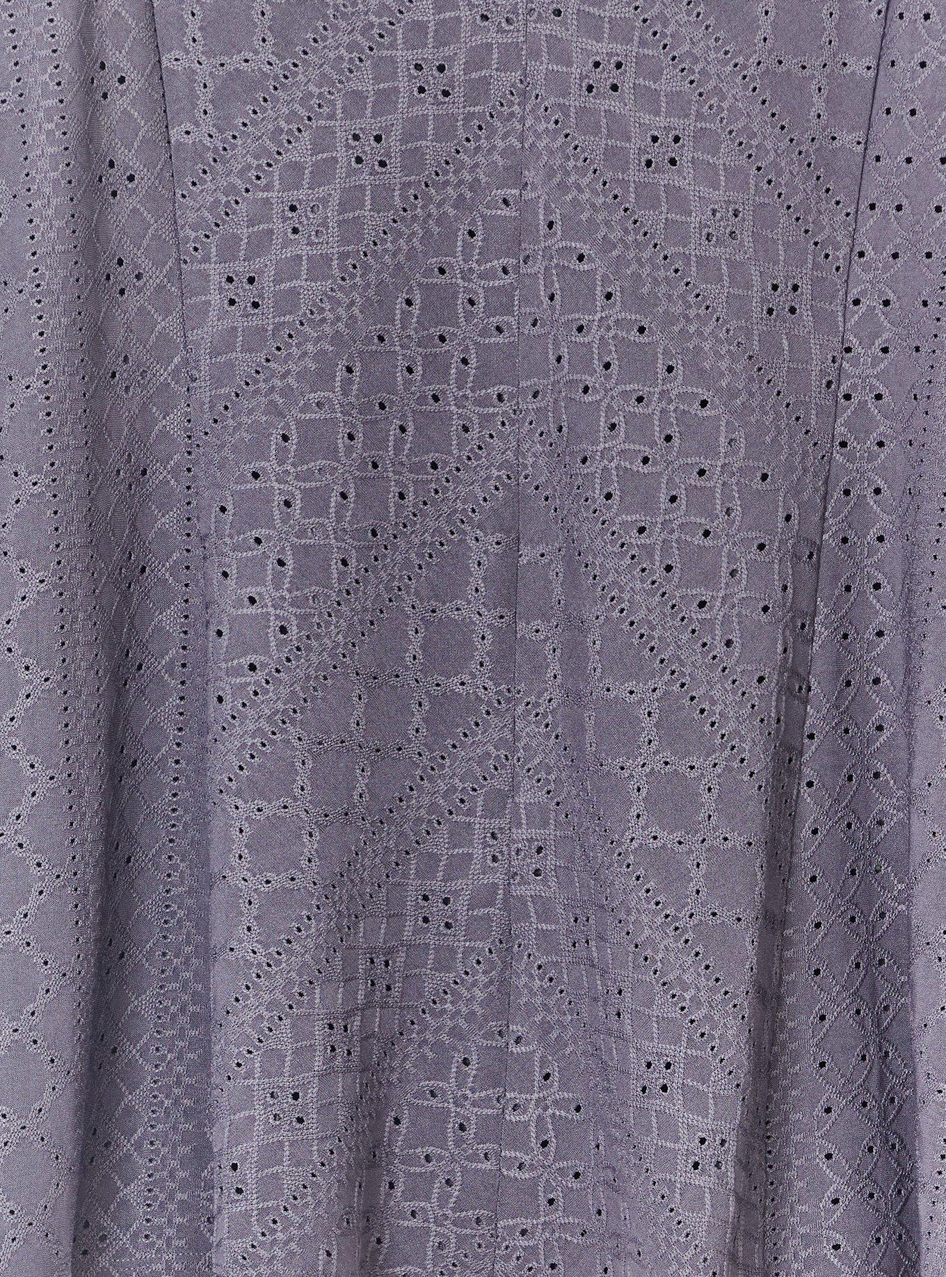 Plus Size Eyelet V-Neck Fit And Flare Midi Top, NINE IRON, alternate