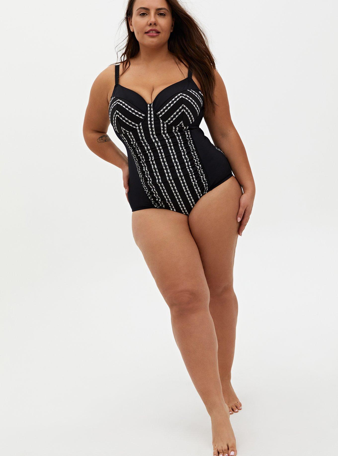 Plus Size - Corset Shape Swim One Piece - Black - Torrid