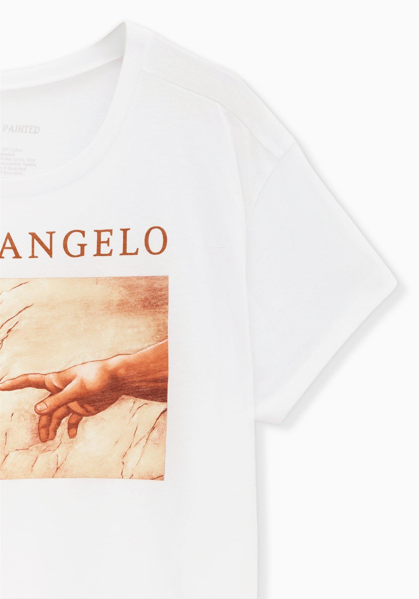 Michaelangelo Crop Crew Tee - White, , alternate