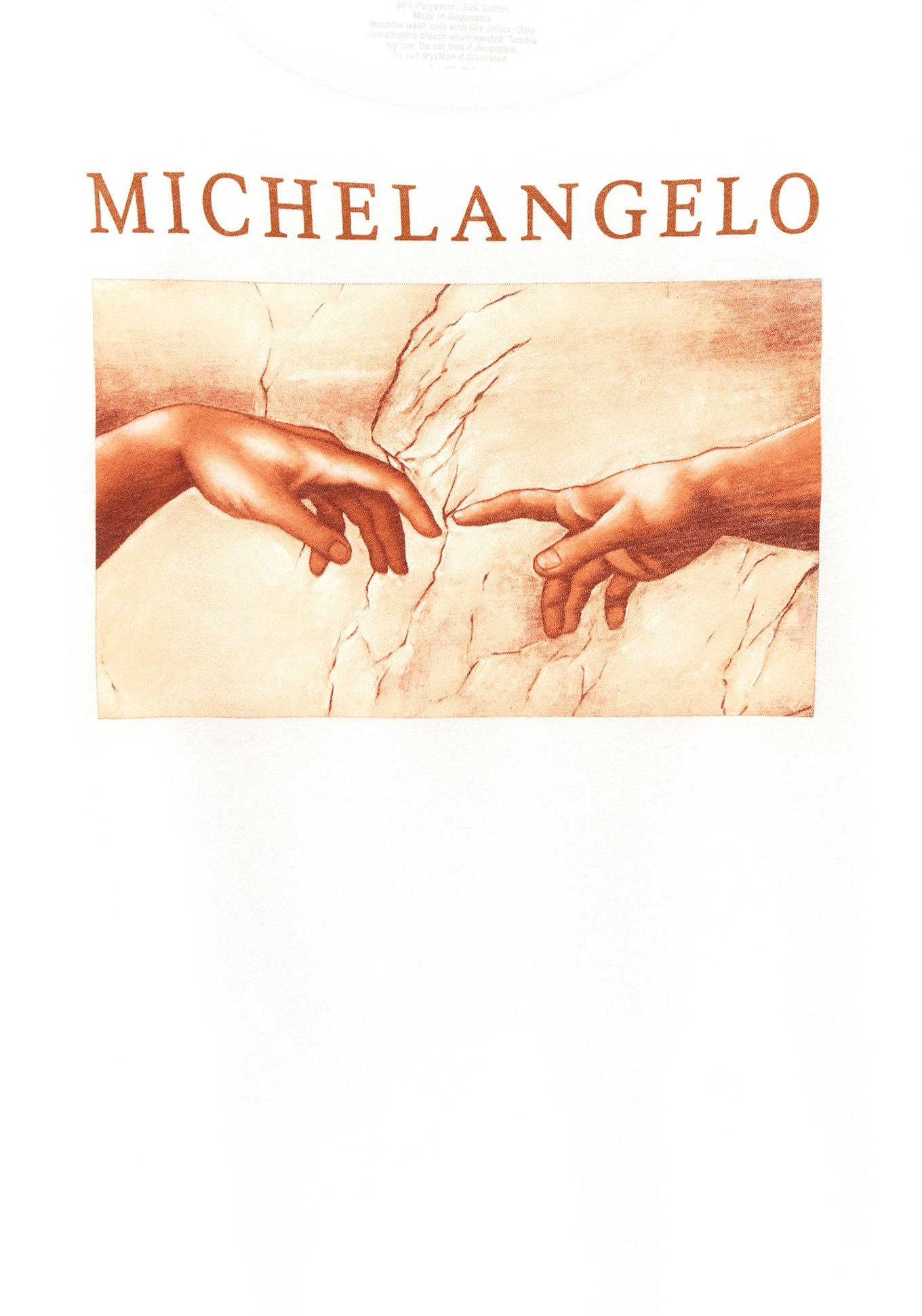 Michaelangelo Crop Crew Tee - White, , alternate