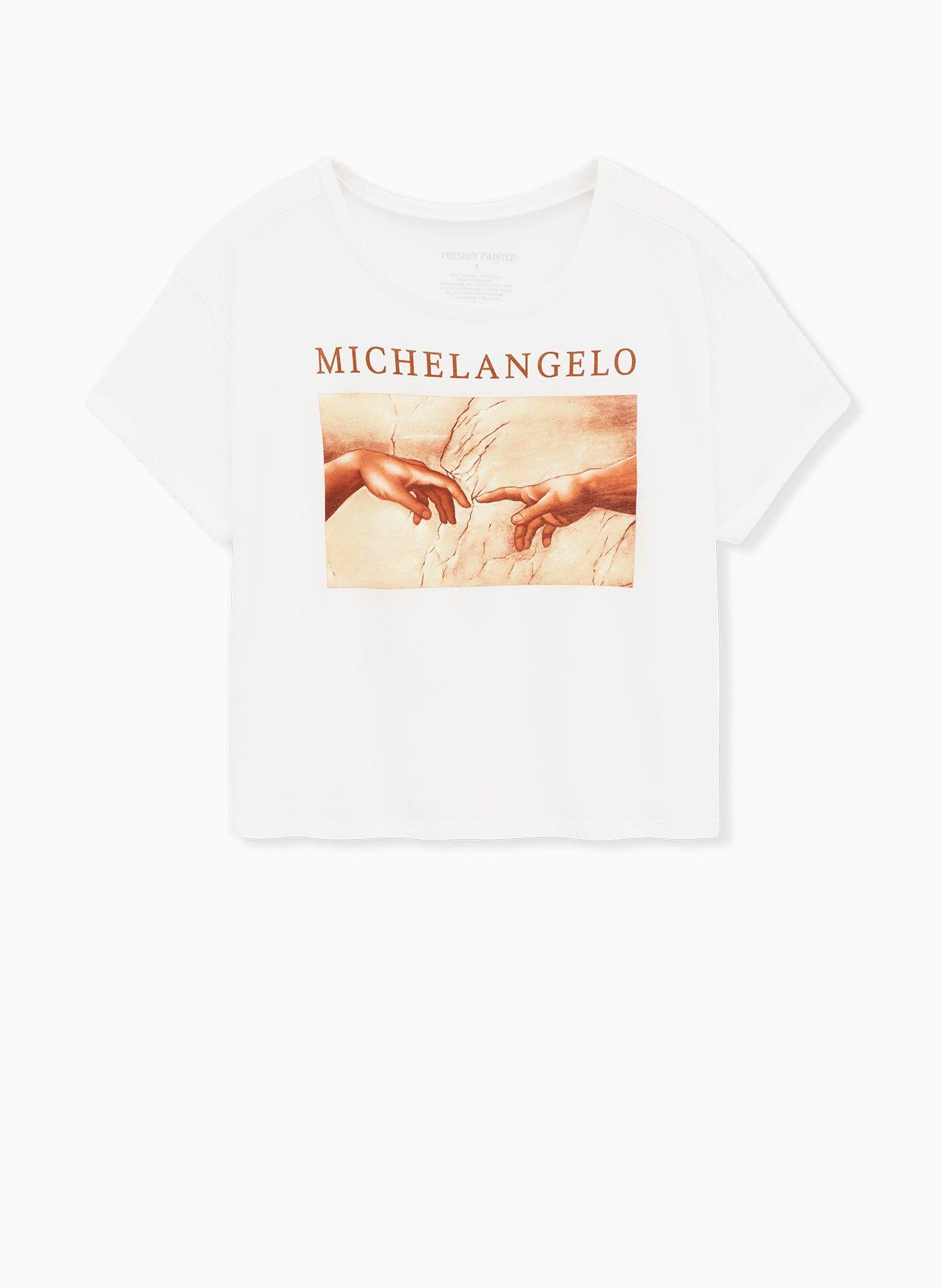 Michaelangelo Crop Crew Tee - White, , hi-res