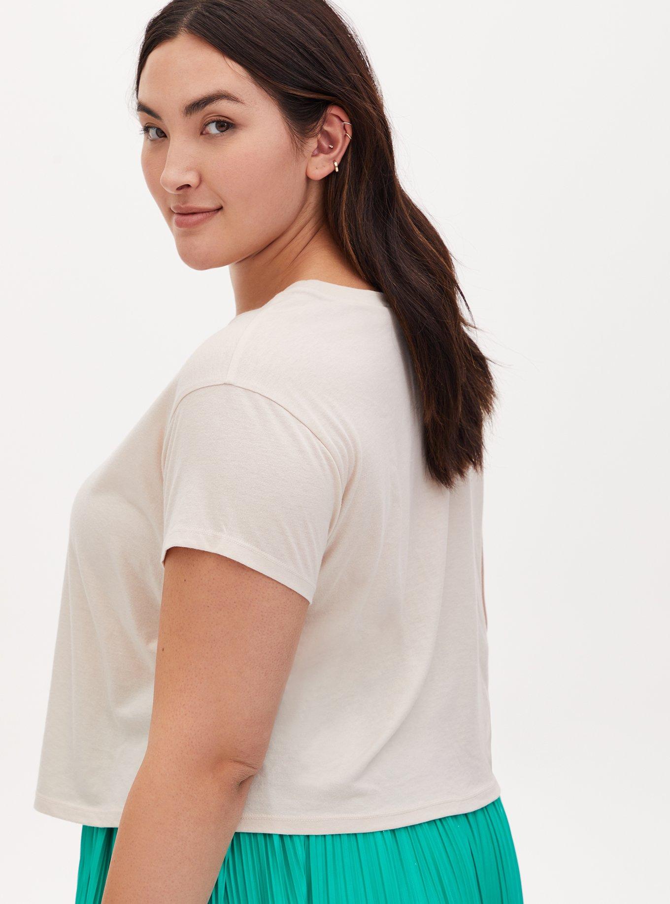 Plus Size Frida Ivory Crop Crew Tee, CLOUD DANCER, alternate