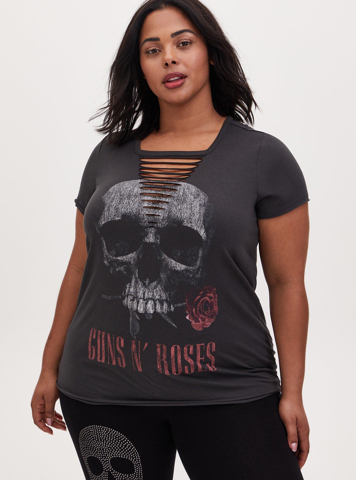 Plus Size - Guns N' Roses Black Wash Slashed Tee - Torrid