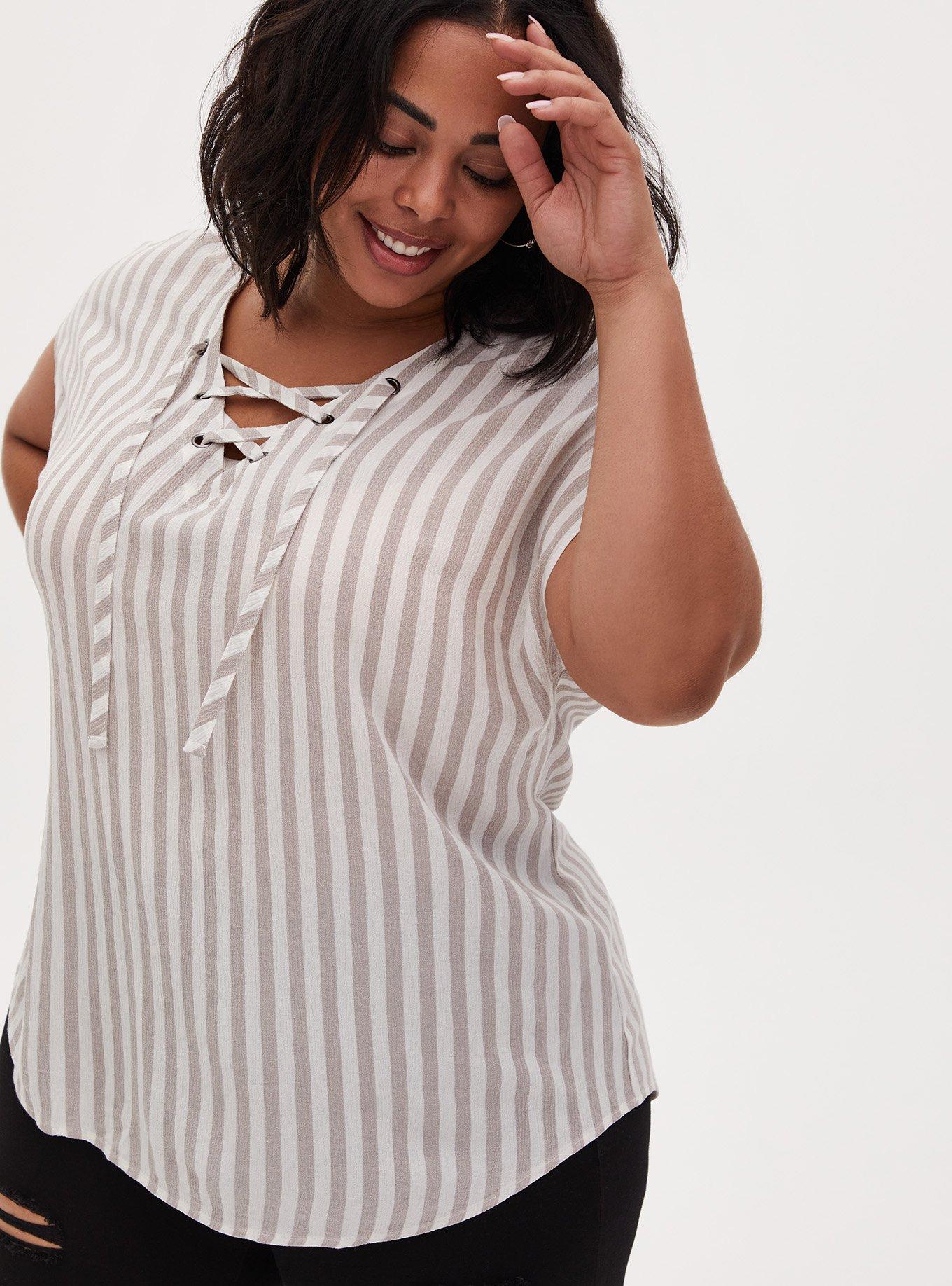 Plus Size - Rayon Crepe Lace-Up Dolman Top - Torrid