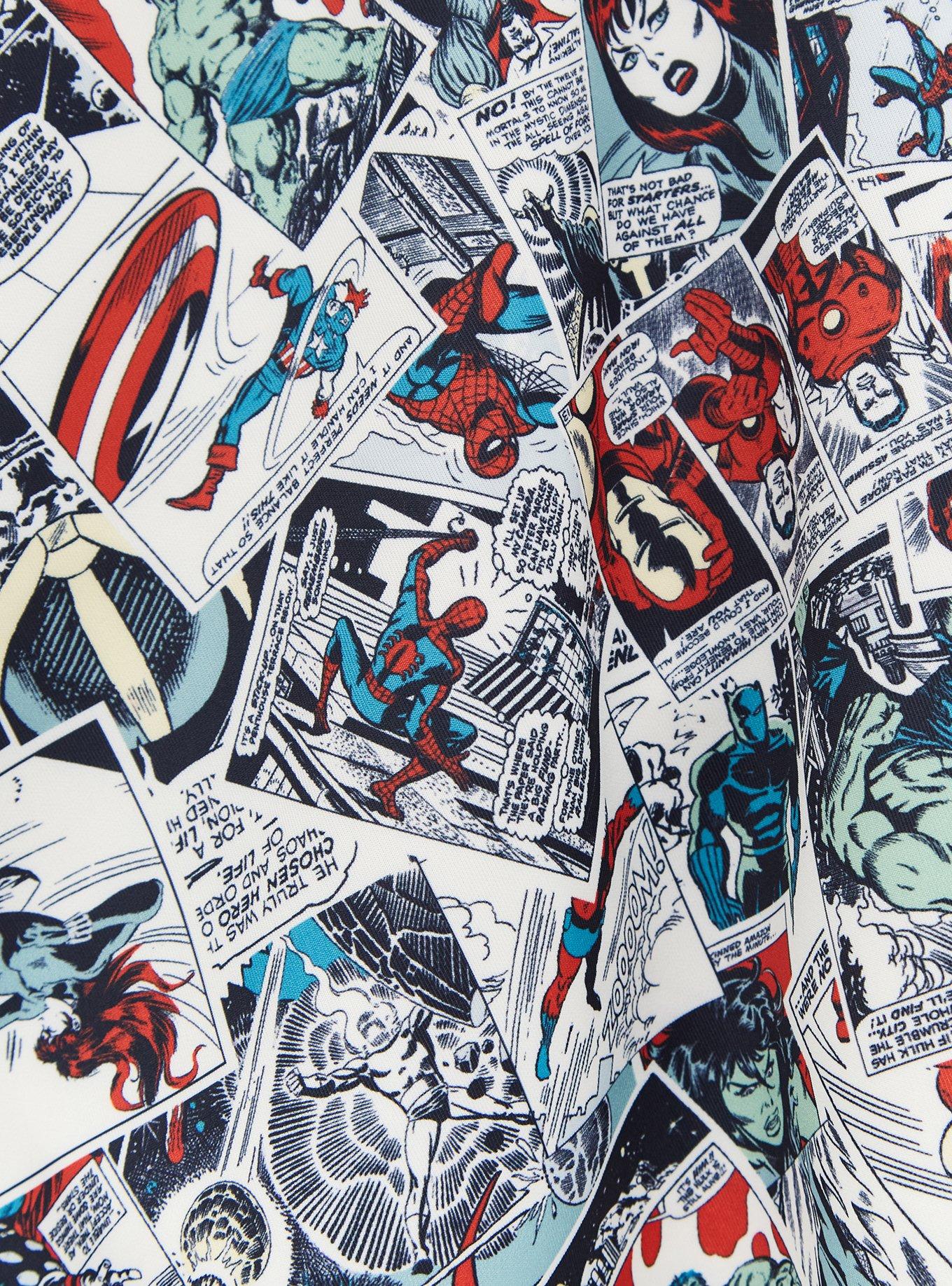 Plus Size Marvel Classic Comic Print Scuba Knit Skater Skirt , MULTI, alternate