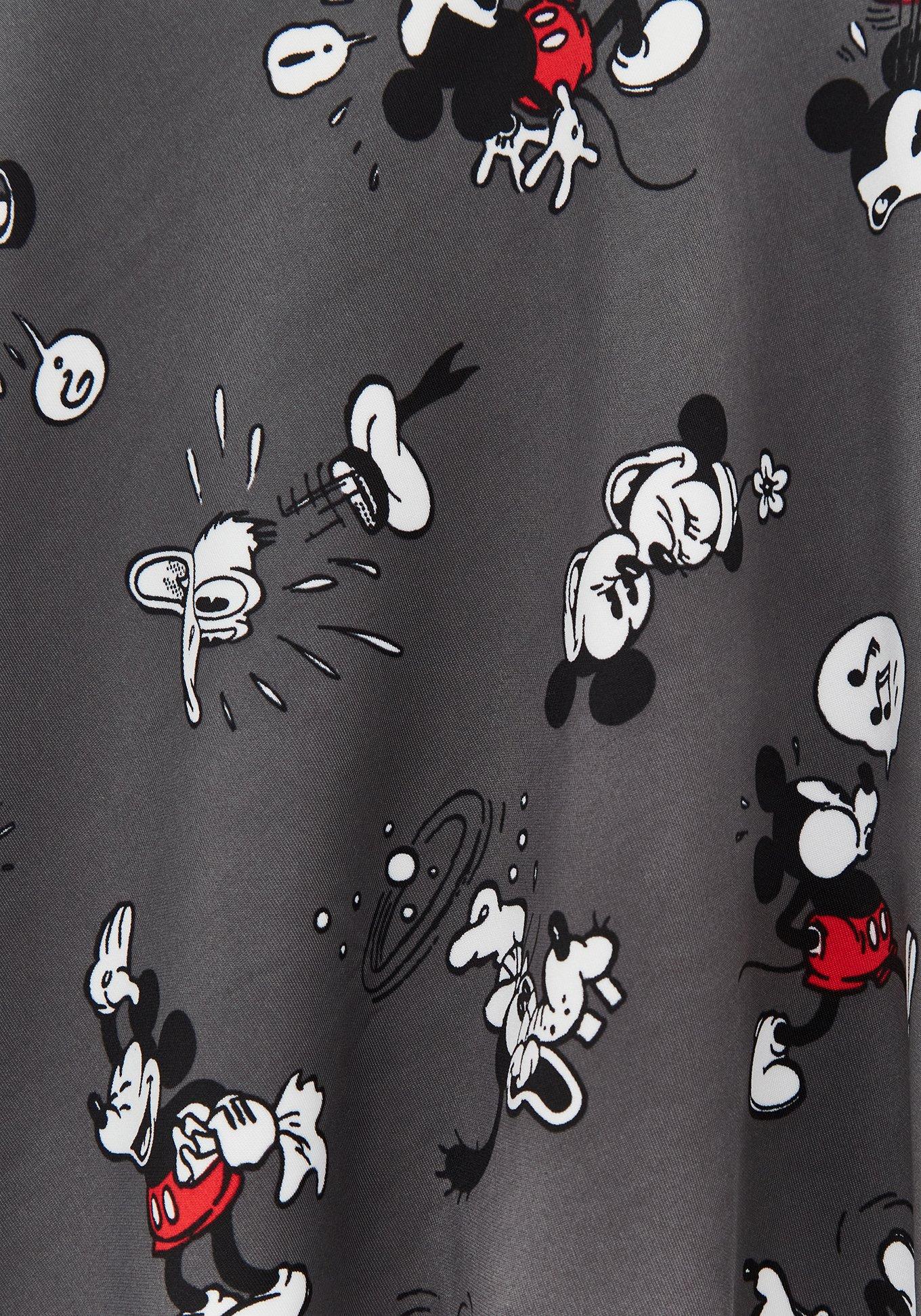 Plus Size Disney Mickey Mouse Comic Print Grey Scuba Knit Mini Skater Skirt, MULTI, alternate