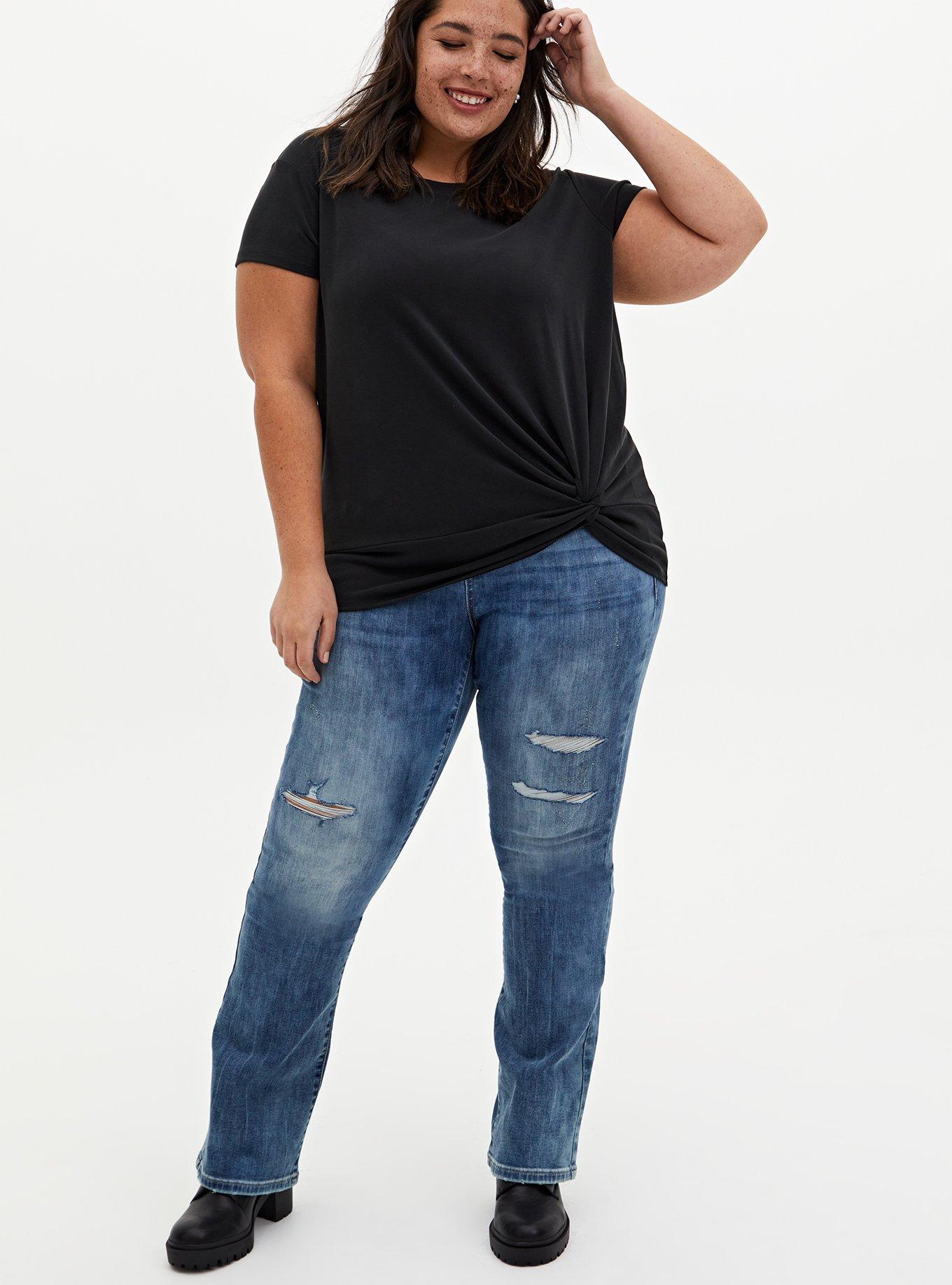 Plus Size - Everyday Tee - Signature Jersey Ray Of Pitch Black - Torrid