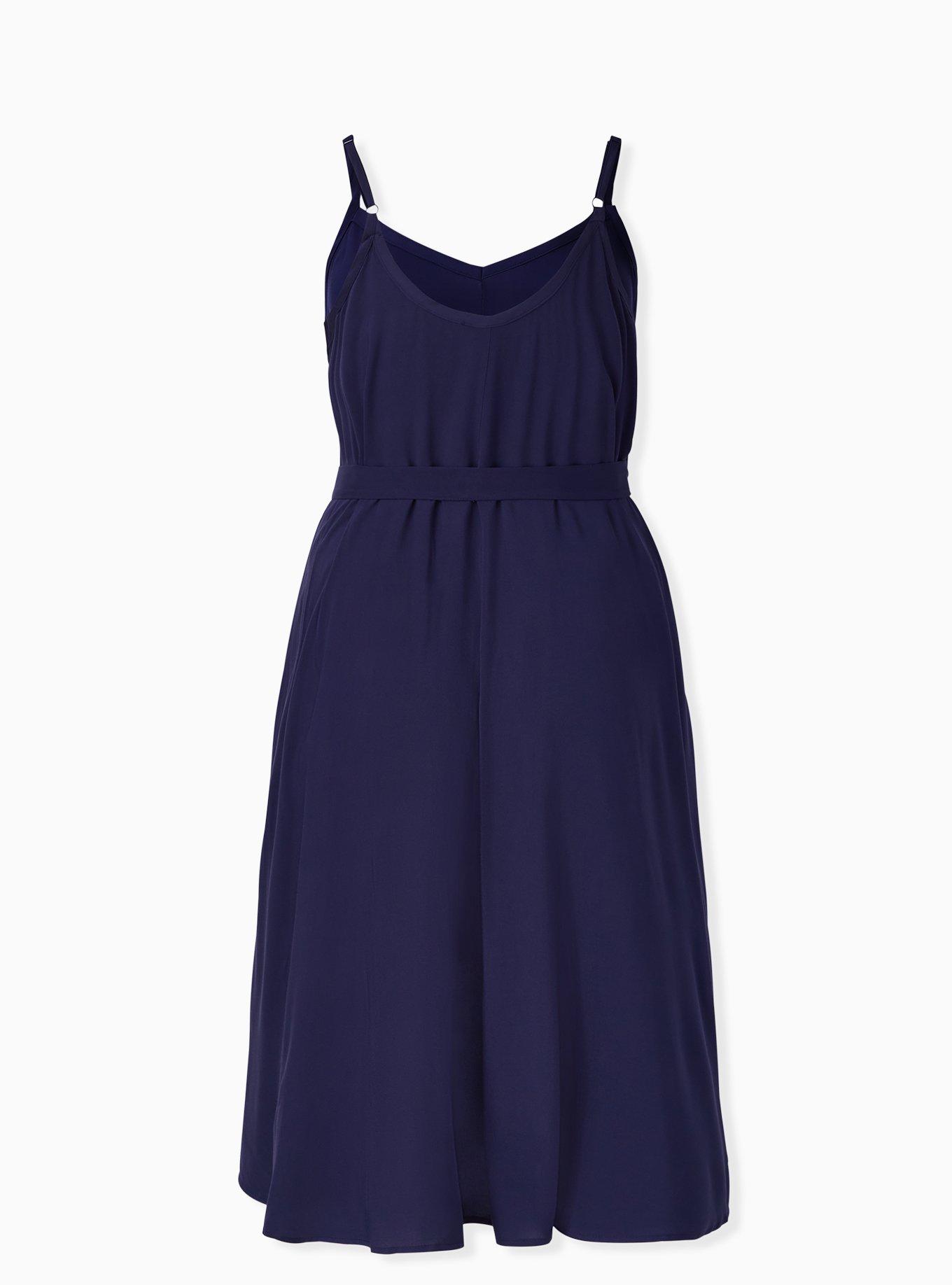 Midi Challis Trapeze Dress, PEACOAT, alternate