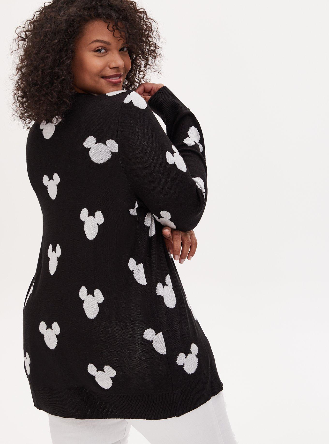 Plus Size - Disney Mickey Mouse Logo Black Button Front Cardigan - Torrid