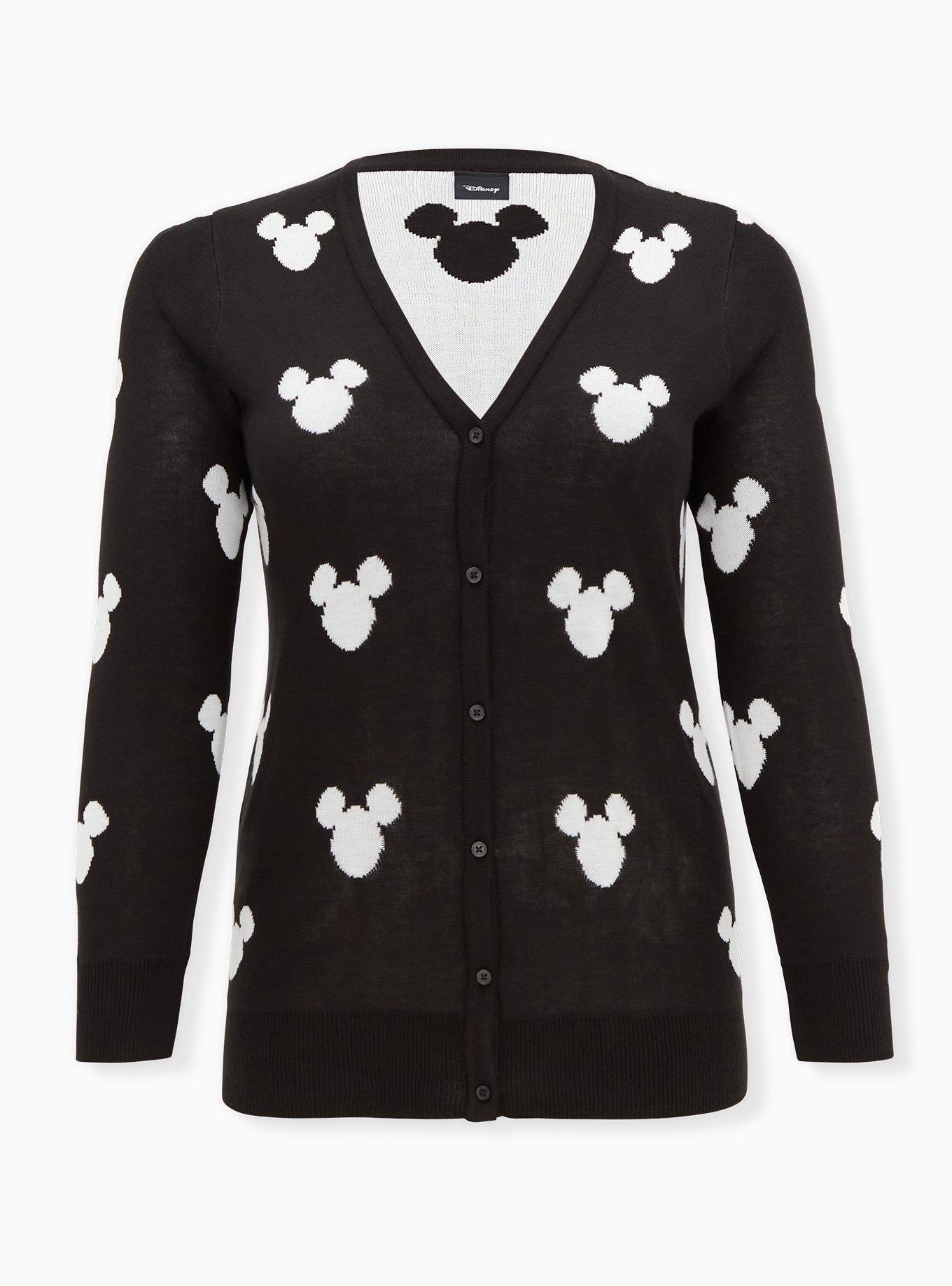 Plus Size - Disney Mickey Mouse Logo Black Button Front Cardigan - Torrid