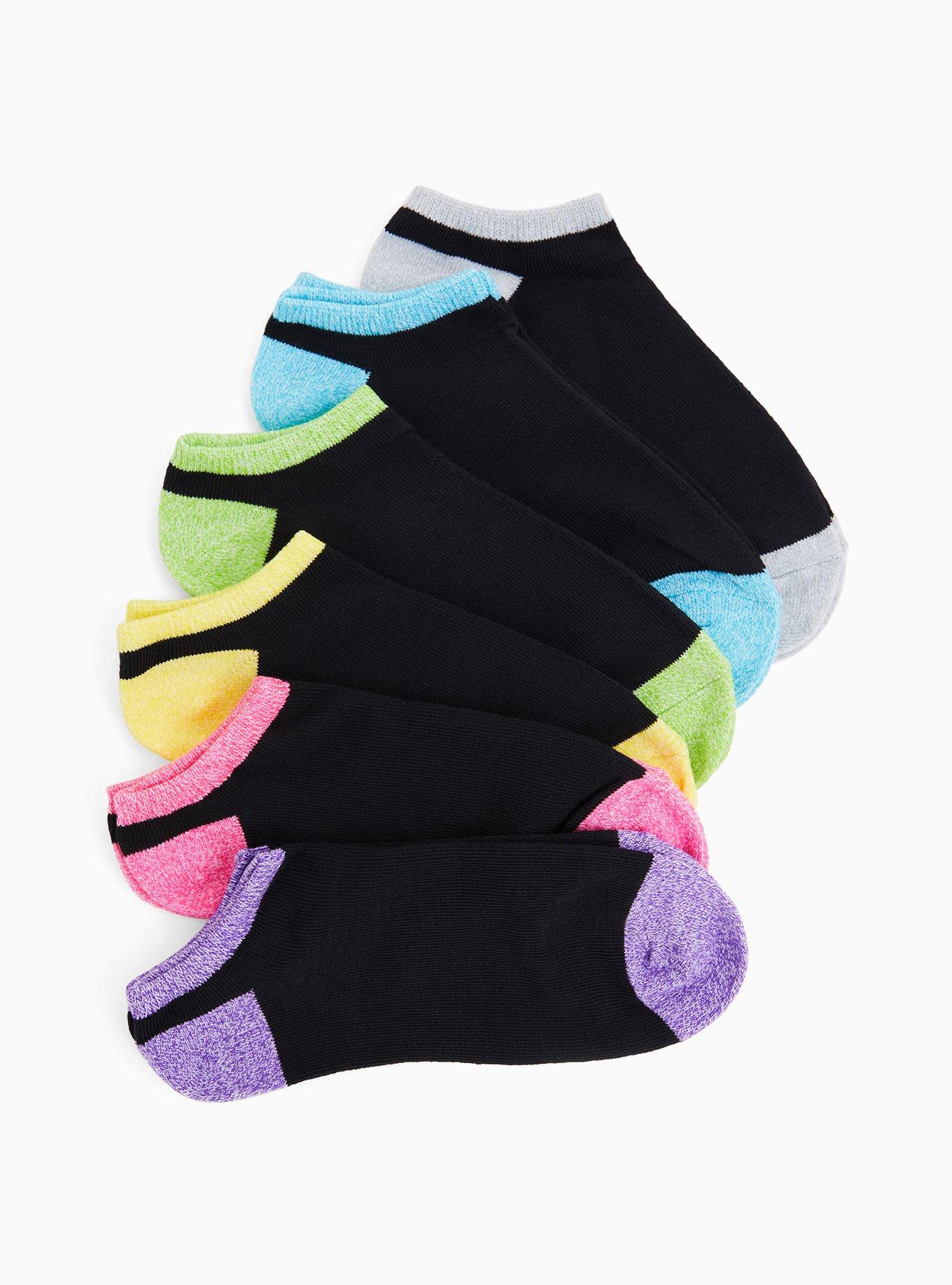 Plus Size - Black & Color Toe Ankle Socks Pack - Pack of 6 - Torrid