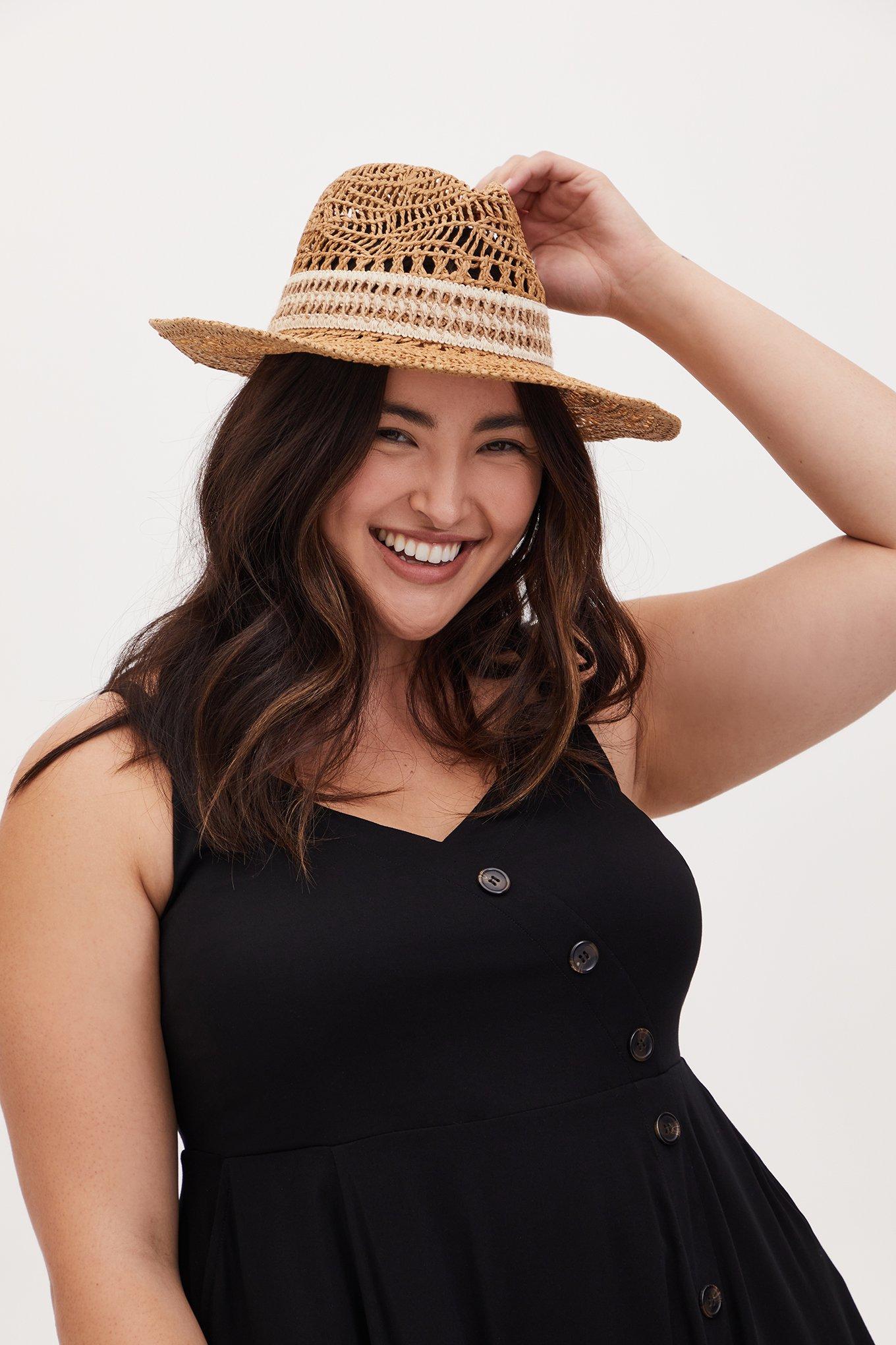 Plus Size Tan Straw Banded Hat Torrid