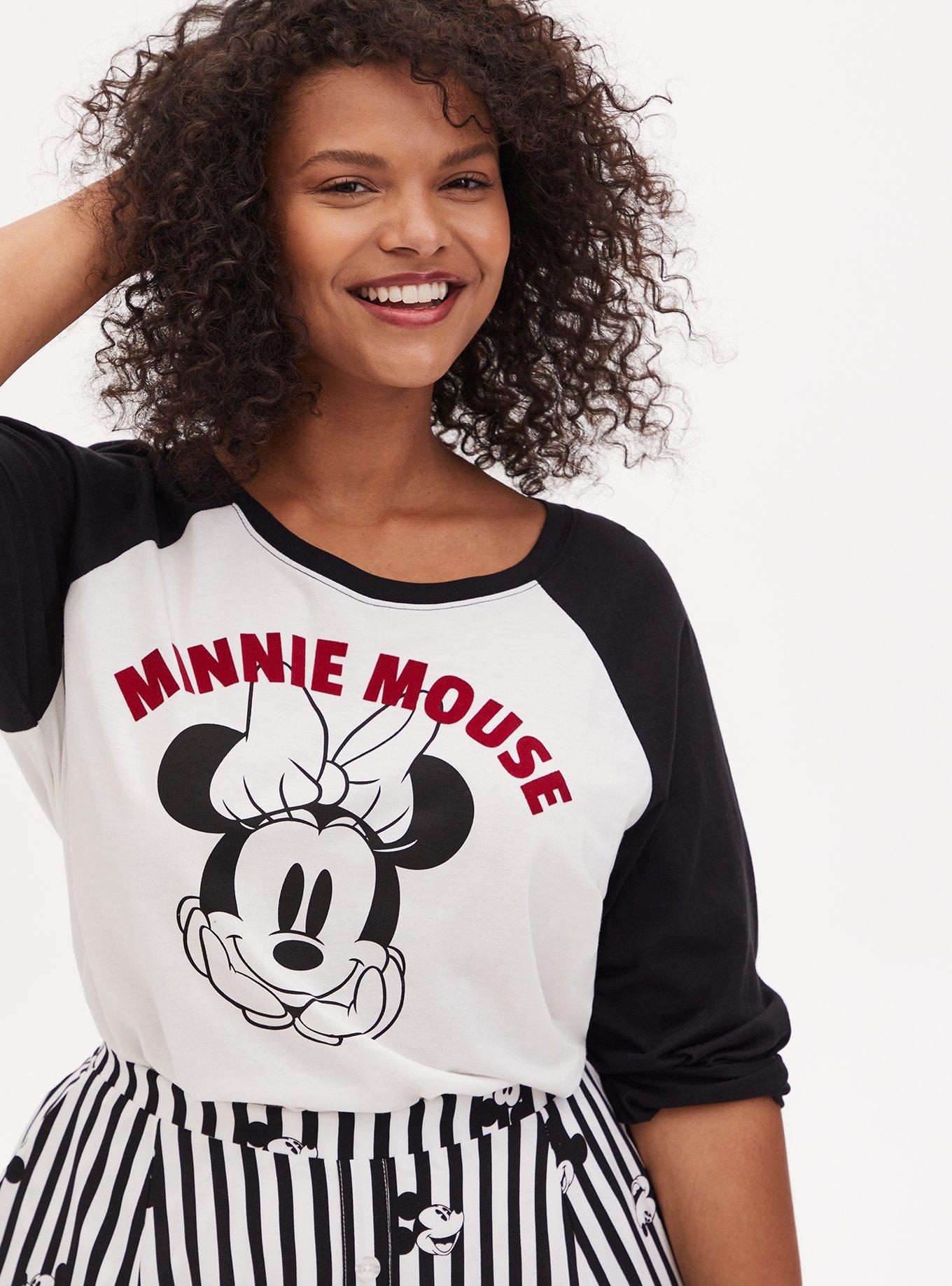 Plus Size - Disney Minnie Mouse White Jersey Raglan Top - Torrid