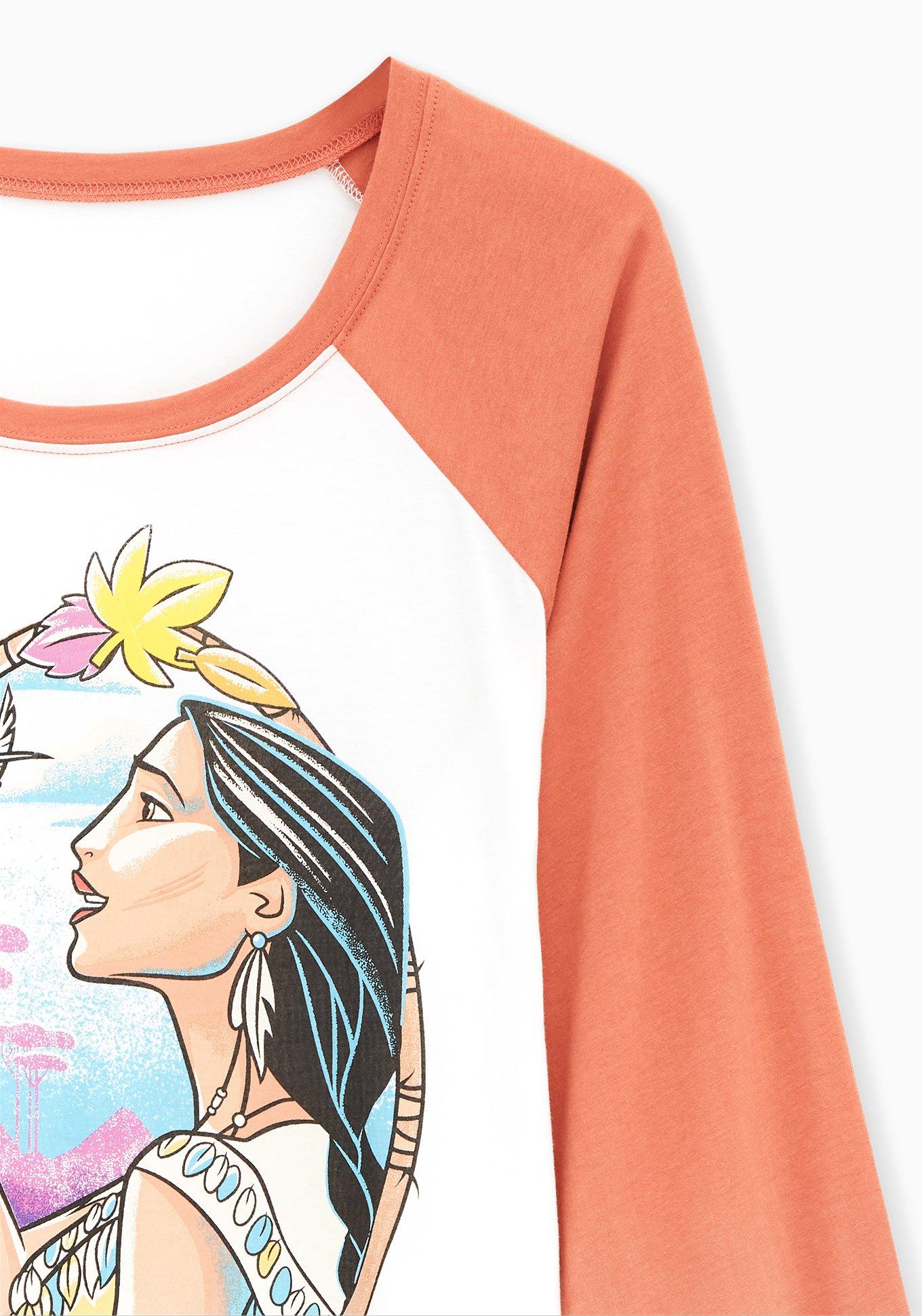 Disney Pocahontas & Flit Raglan Top - White & Vintage Orange, CLOUD DANCER, alternate
