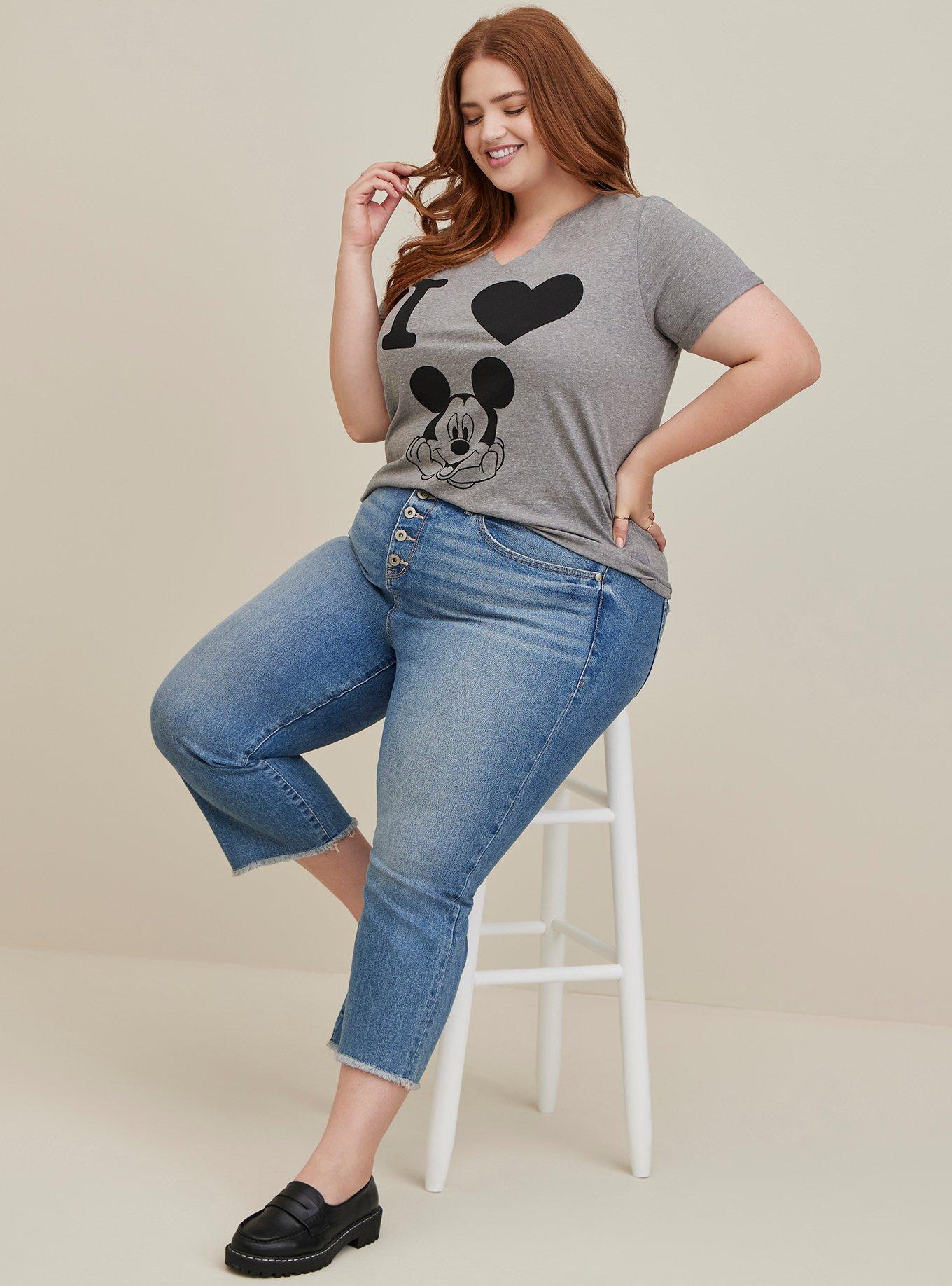 Disney Women Gray Mickey Mouse Graphic Sleep T-Shirt Plus Size 3X