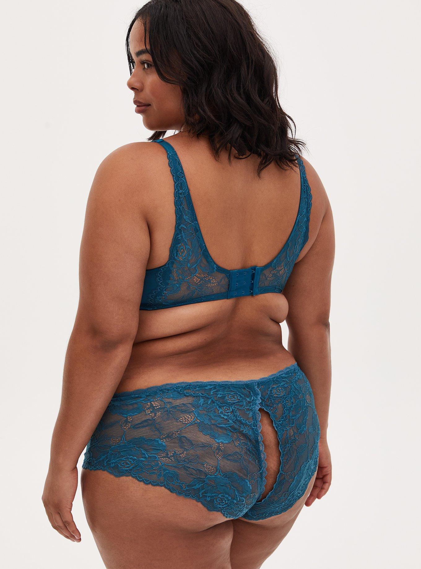 Teal Lace Push-Up Plunge Bra , BLUE CORAL BLUE, alternate