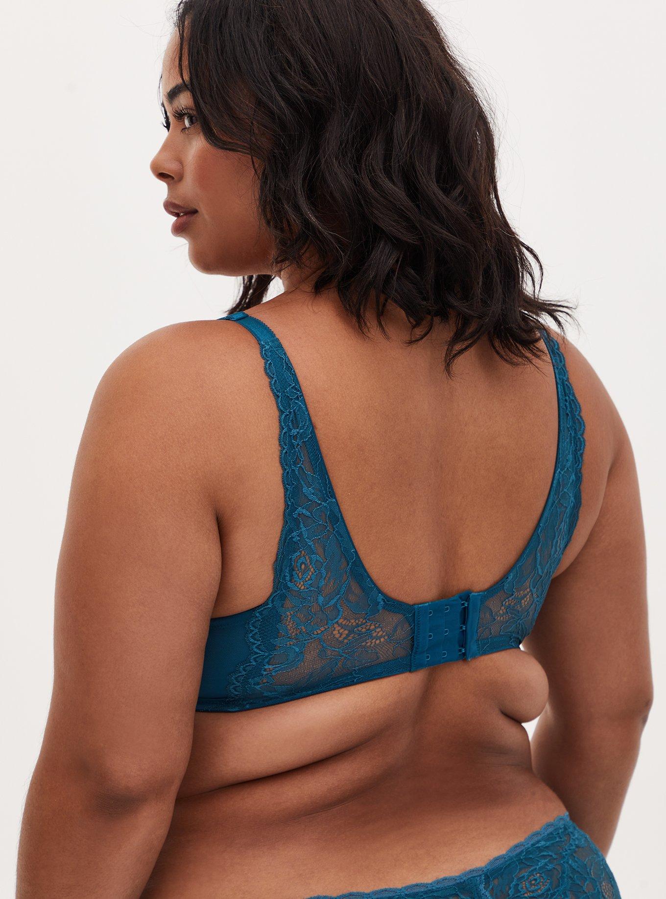 NWT TORRID $48 Teal Blue Chunky Lace Push Up Plunge Bra Size 36D Sexy  Underwire 