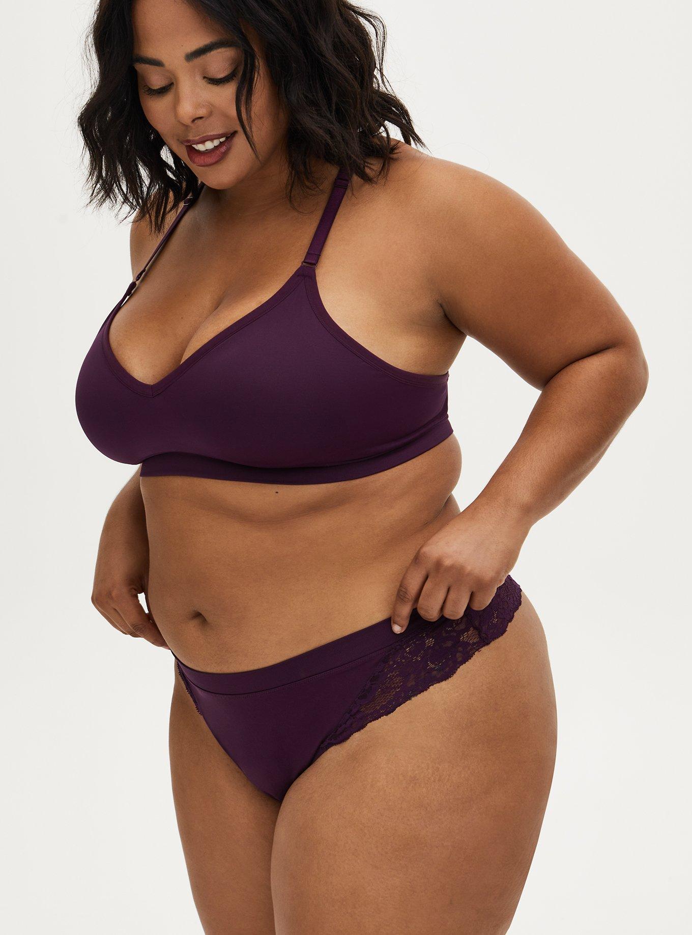 Seamless Flirt Mid-Rise Thong Panty, DEEP SPACE PURPLE, alternate