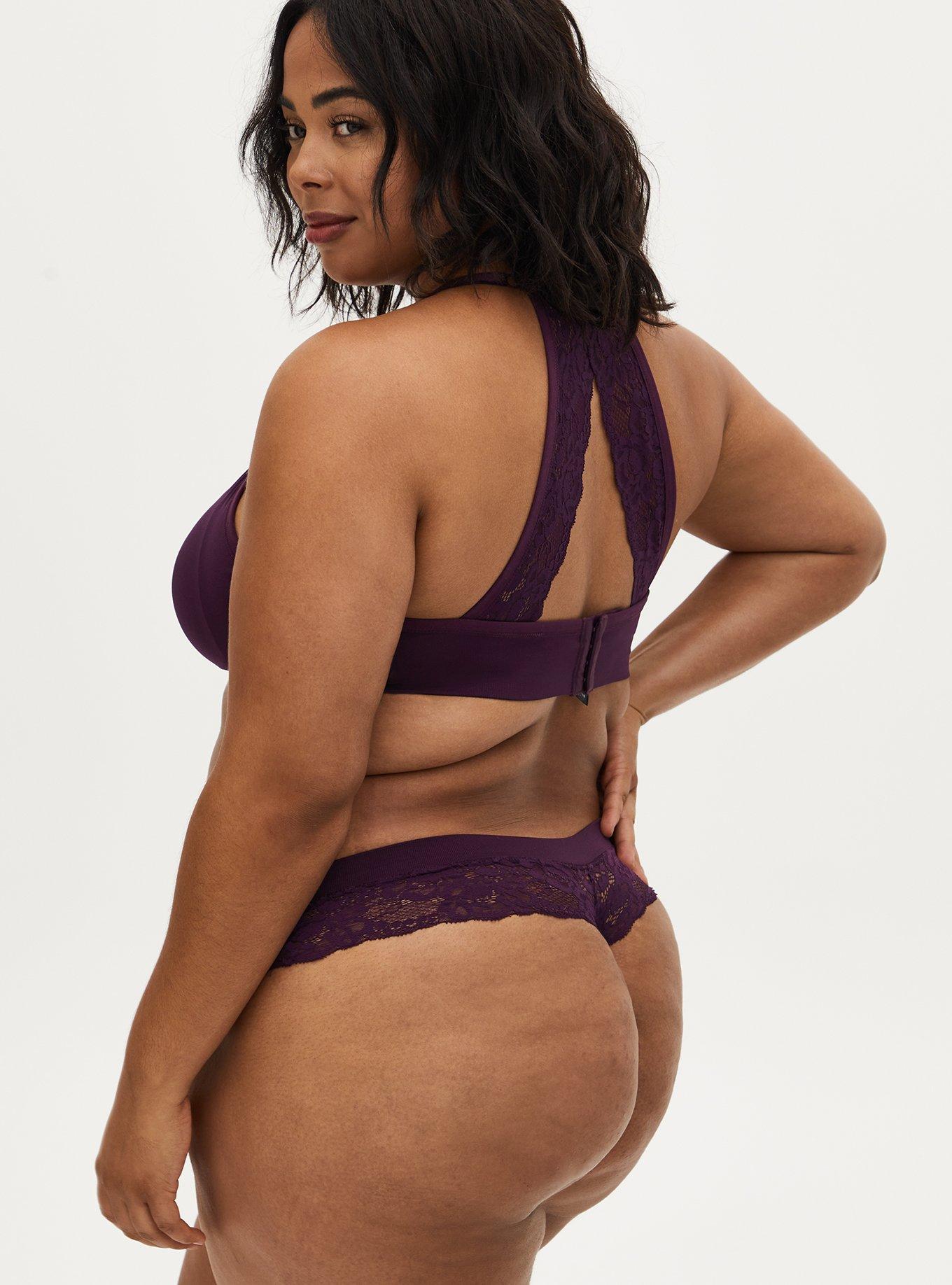 Seamless Flirt Mid-Rise Thong Panty, DEEP SPACE PURPLE, alternate