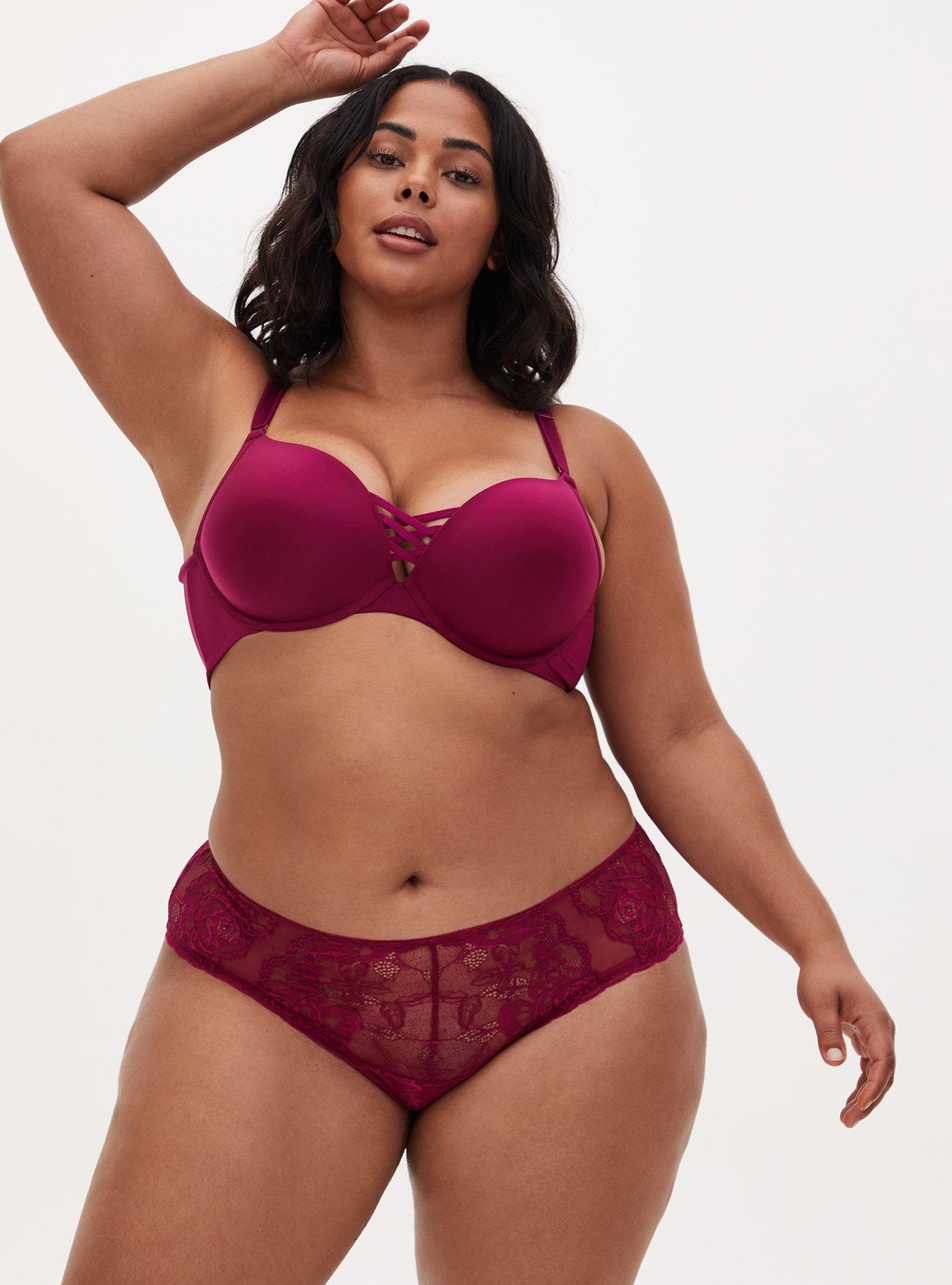 Lace Hipster Underwear in Burgundy