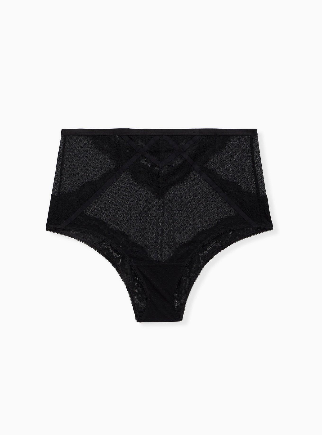 Plus Size - Dot Mesh & Lace Strappy Caged High Waist Brief Panty - Torrid