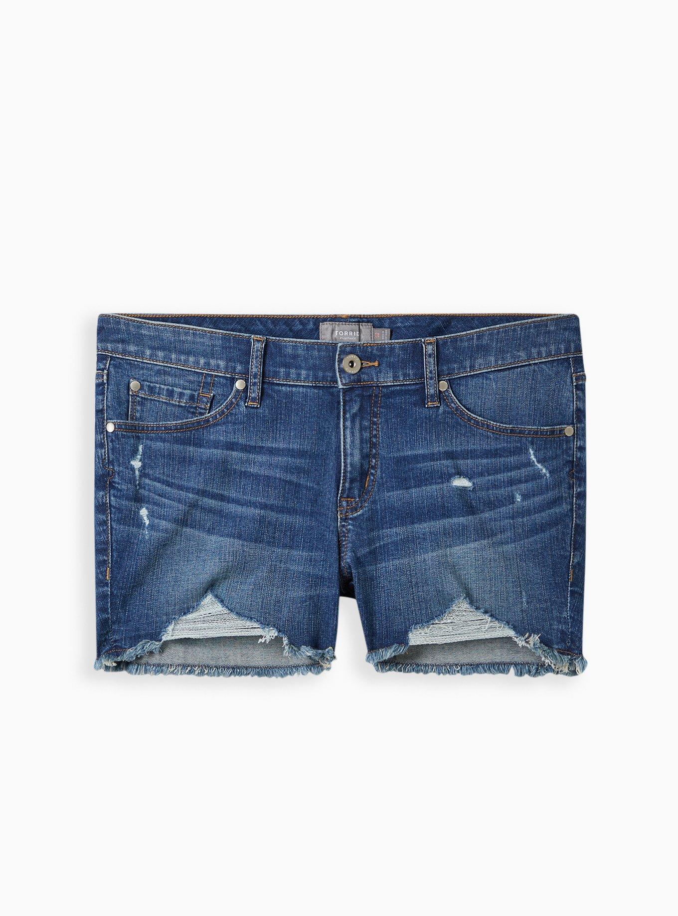 3.5 Inch Vintage Stretch Mid-Rise Short, DESTRUCTED PEACE OUT, hi-res