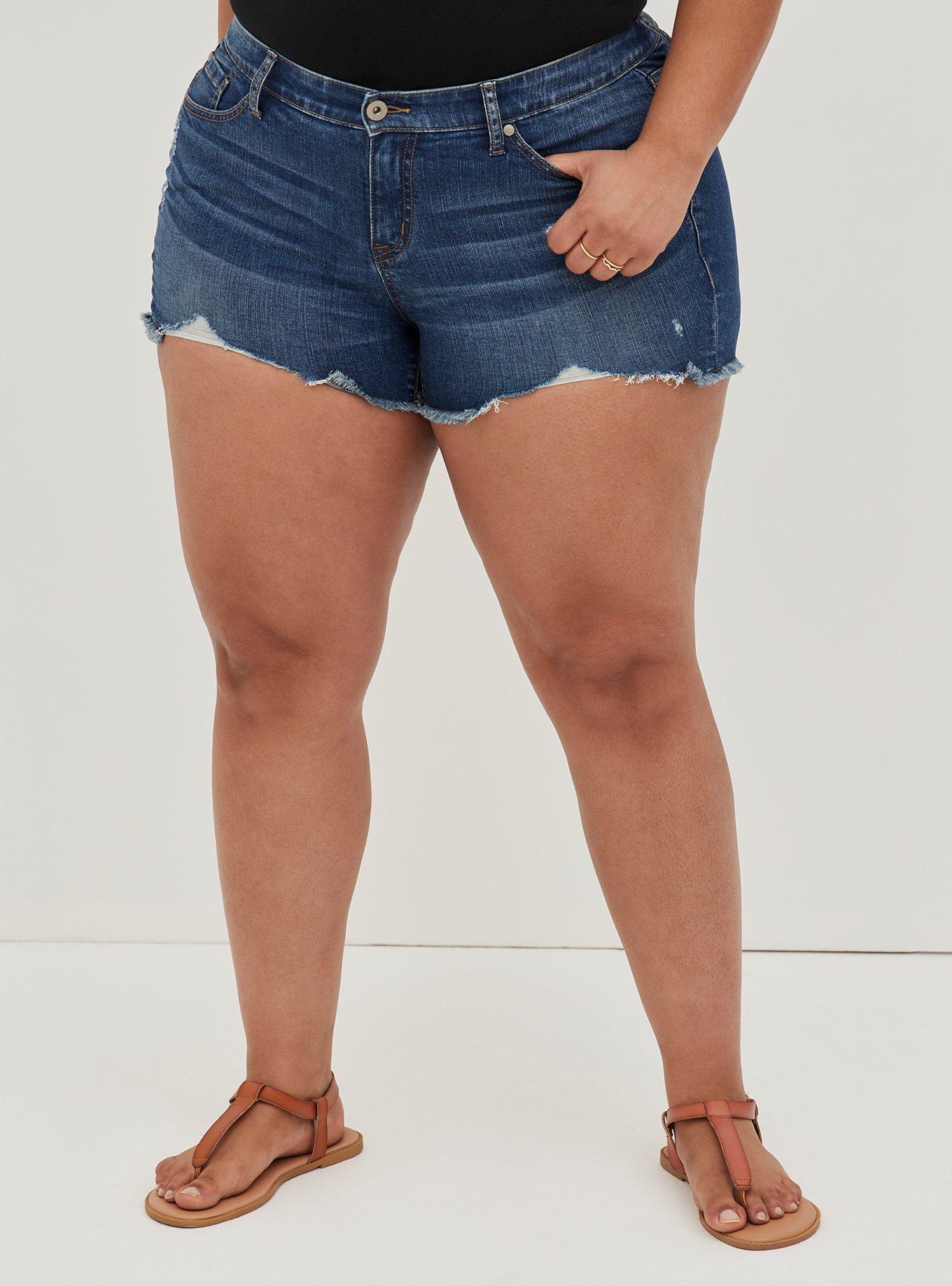 3.5 Inch Vintage Stretch Mid-Rise Short, DESTRUCTED PEACE OUT, hi-res