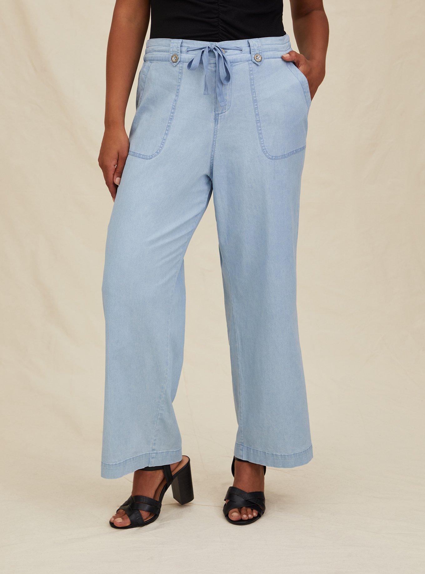 Plus Size - Pull-On Wide Leg Chambray High-Rise Pant - Torrid