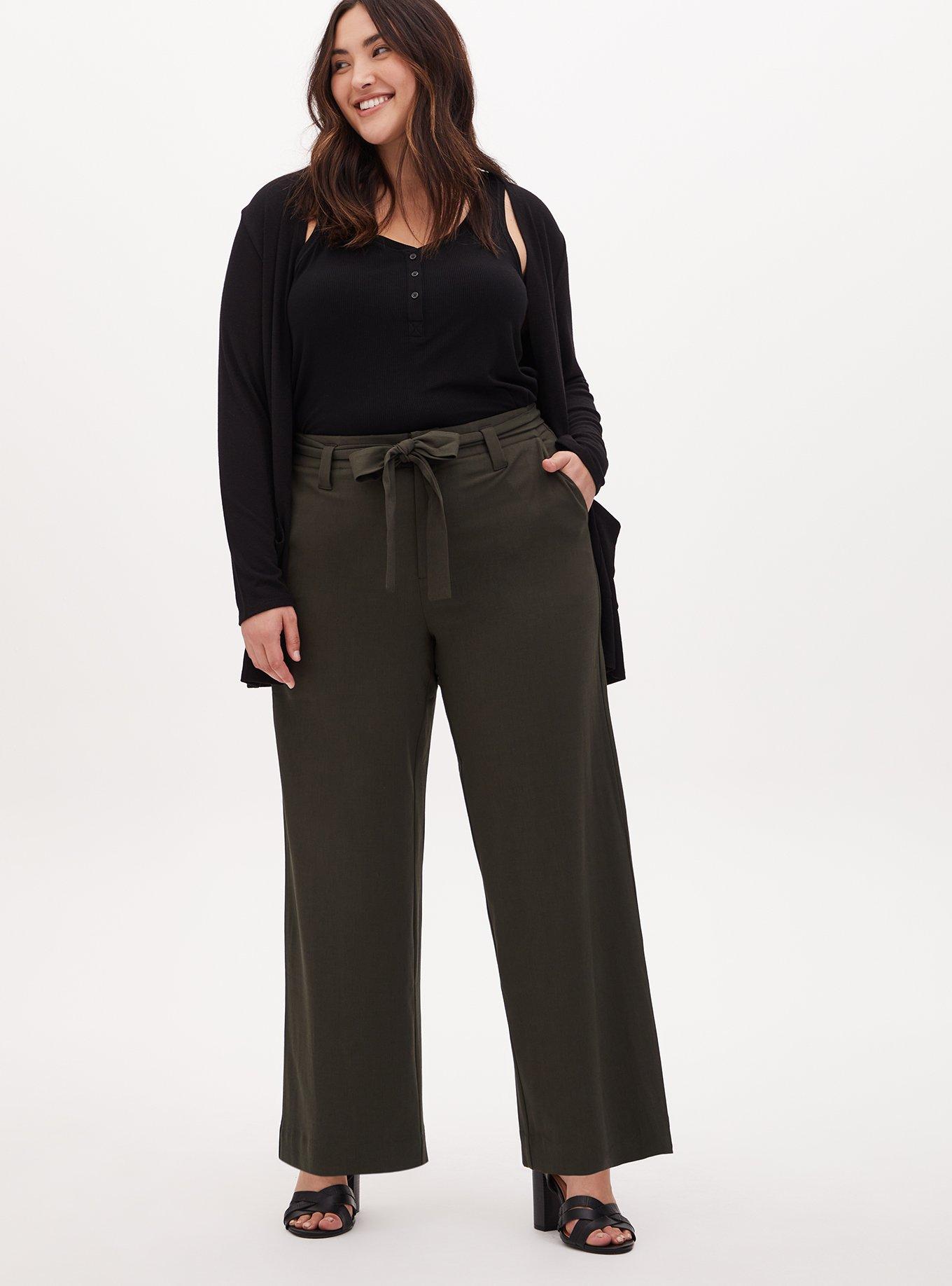Forest Green Crosshatch Self Tie Wide Leg Pant , ROSIN, alternate
