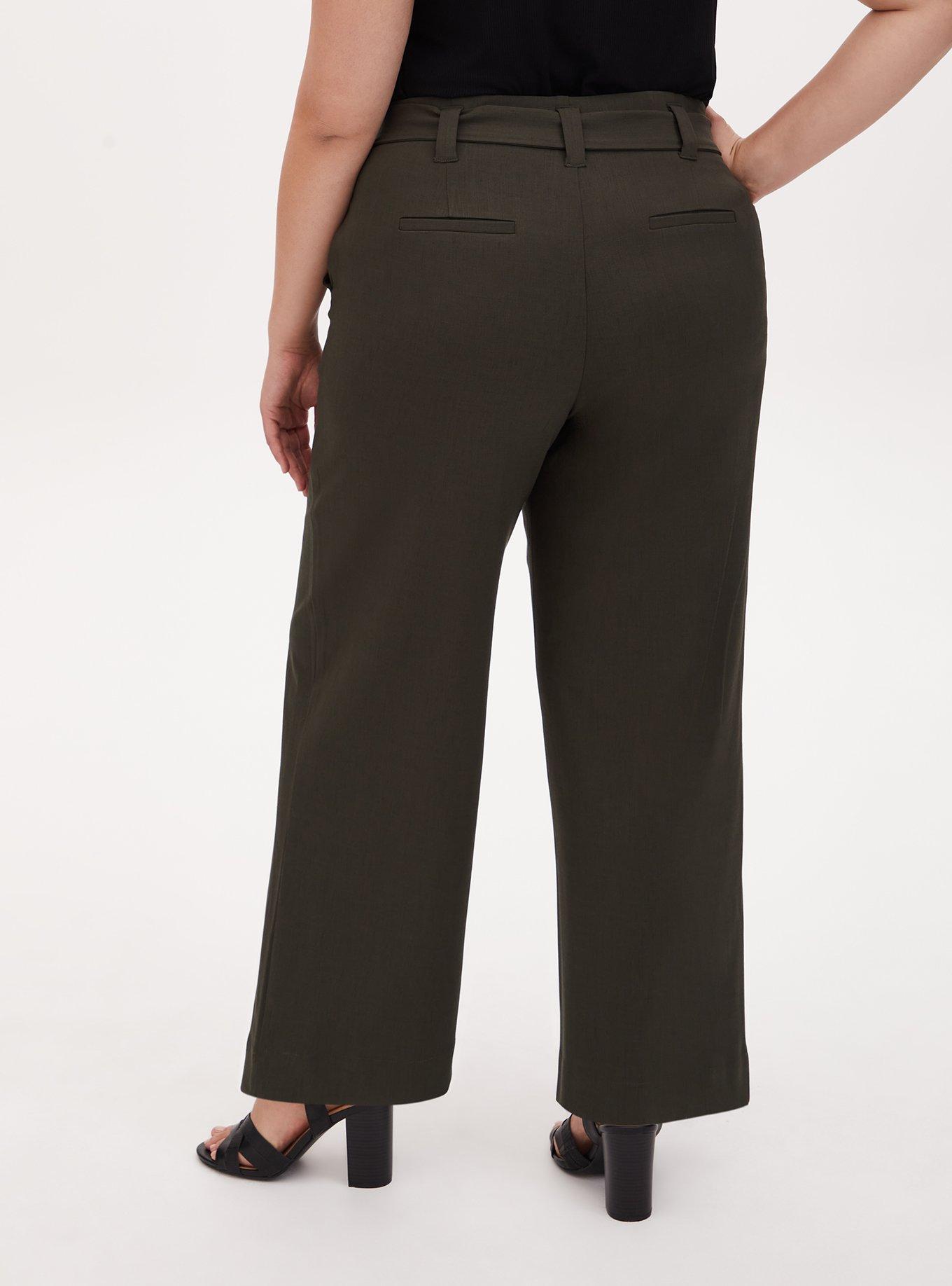 Forest Green Crosshatch Self Tie Wide Leg Pant , ROSIN, alternate