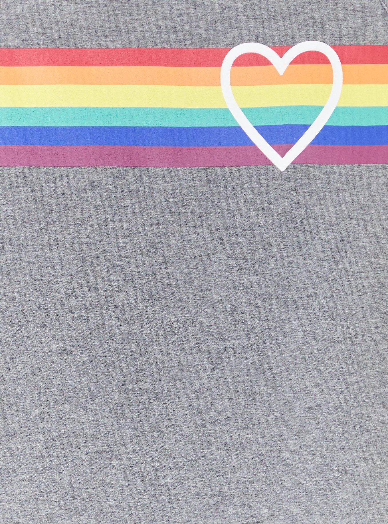 Plus Size Celebrate Love Heather Grey Heart & Rainbow Stripe Crop Foxy Cami, MEDIUM HEATHER GREY, alternate